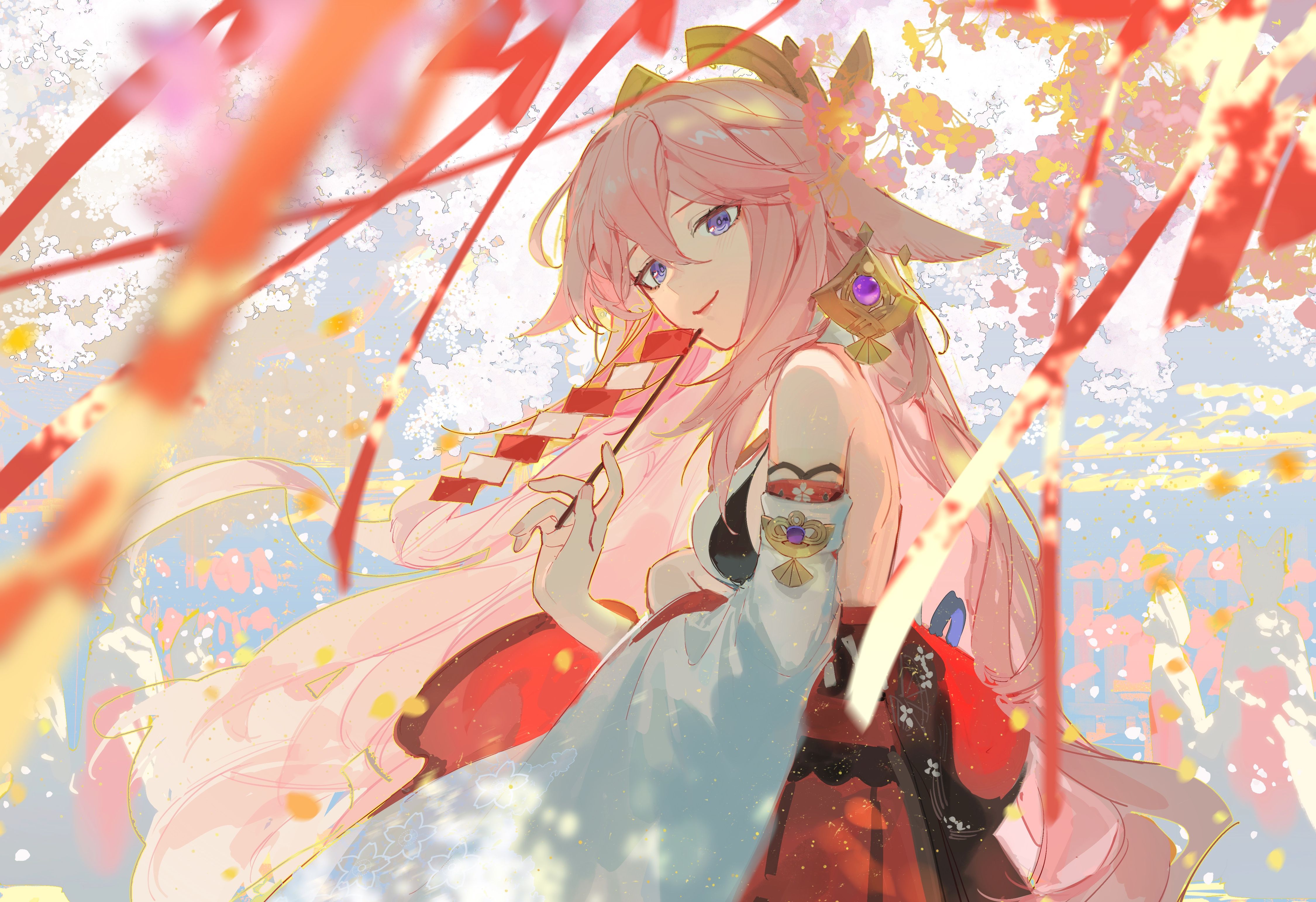 4500x3083 Yae Miko Guuji (Genshin Impact) 4k Wallpaper and Background: Free 4K Download