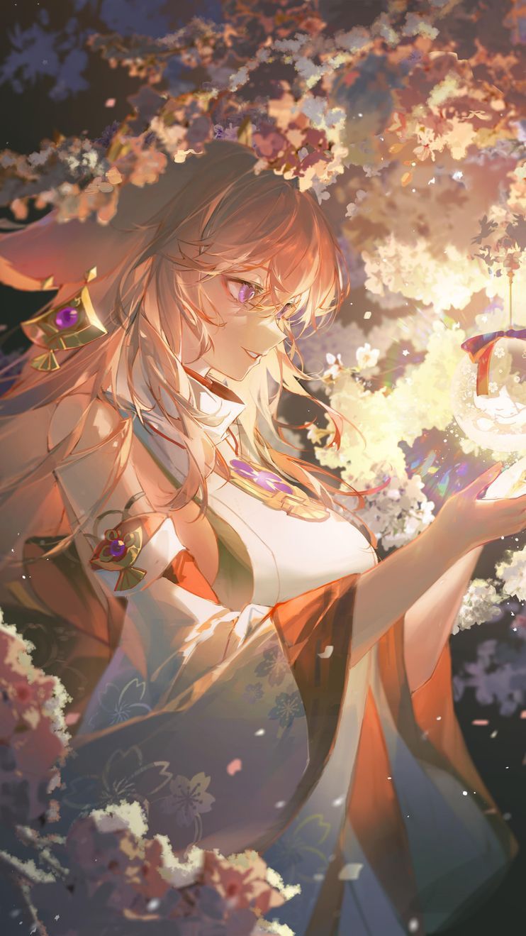 742x1319 Yae Miko (Genshin Impact) Wallpaper for Desktop and Mobile