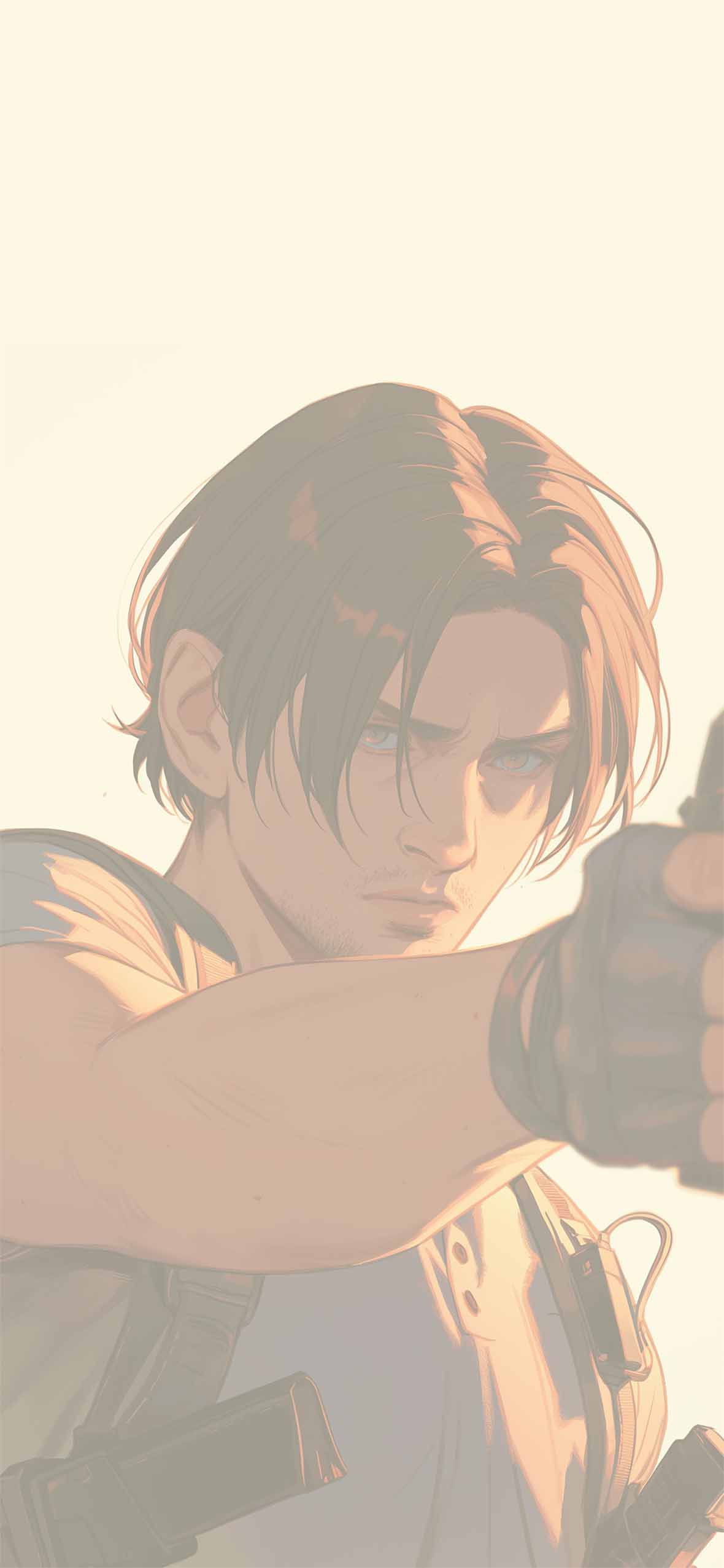 1180x2553 Leon Resident Evil Minimalist Gun Wallpaper