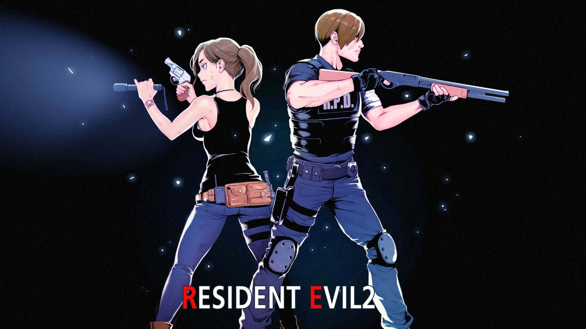 1920x1080 Download 1920x1080 Resident Evil 2 Background Leon And Claire Drawing Background