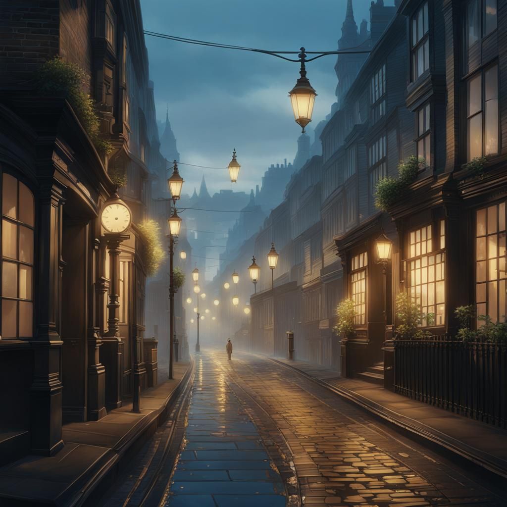 1024x1024 1880s misty London street London Street: Studio Ghib