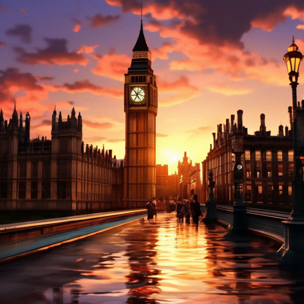 1024x1024 London in the anime style