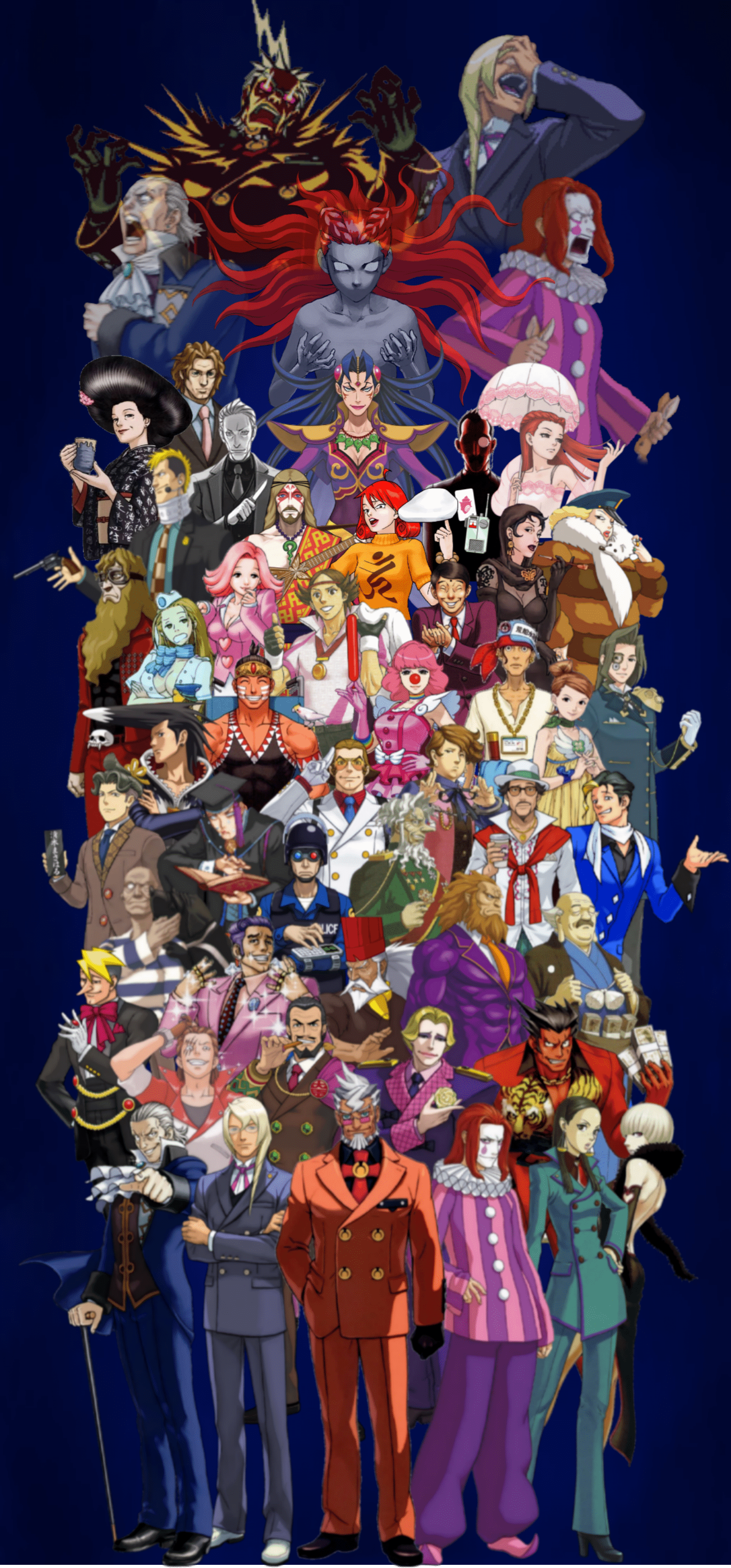 1615x3464 Spoilers for the entire series.* Ace Attorney Culprits Wallpaper I Made