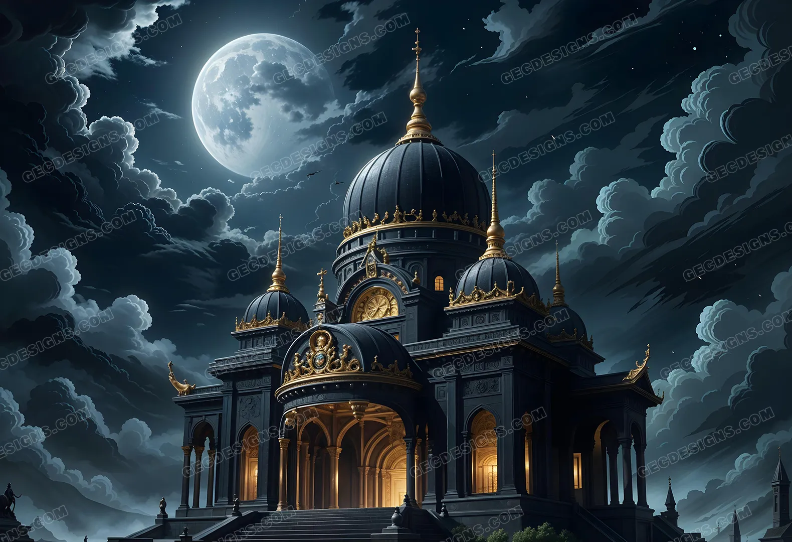 1580x1080 Ancient Middle East palace with night background AI Generated wallpaper: Free & Premium Creative Assets