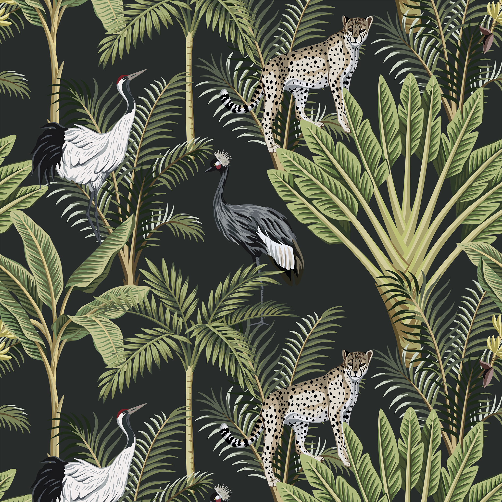 2048x2048 Rainforest Animals Wallpaper Sample in Charcoal