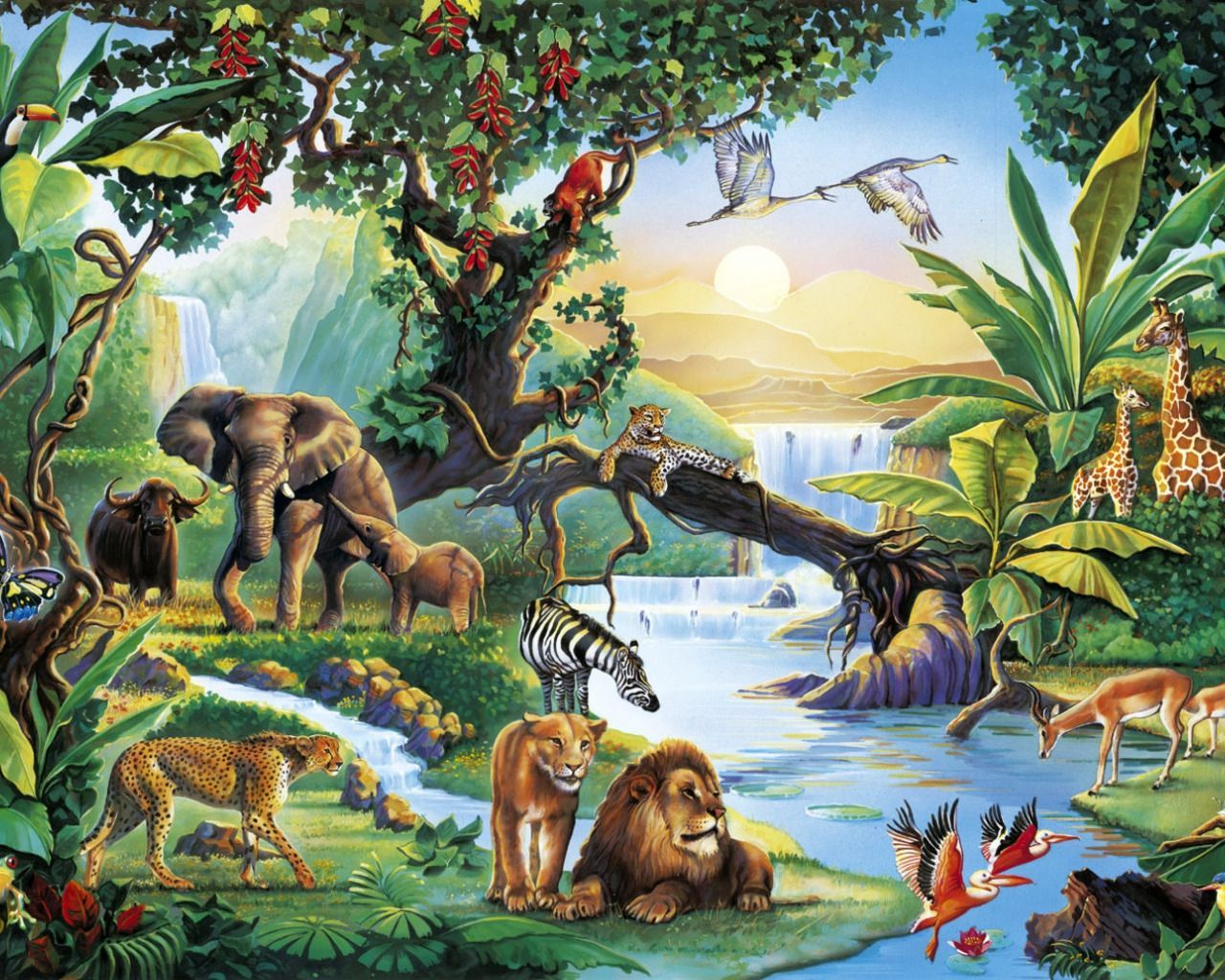 1280x1024 Rainforest Animals Wallpaper