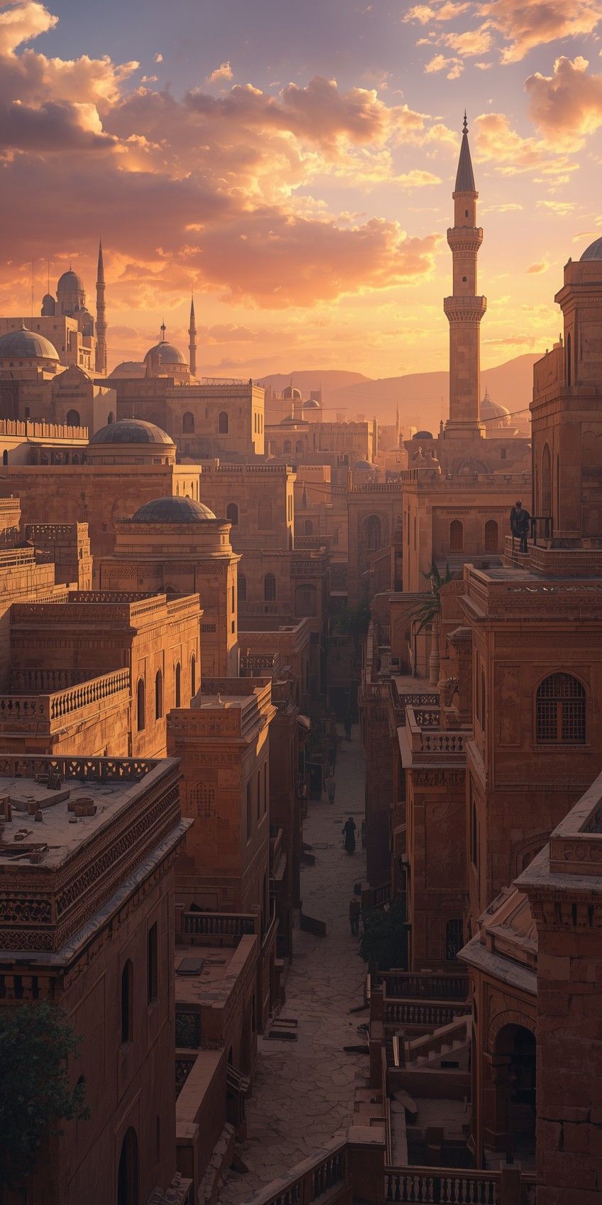 848x1696 Medieval Arabian City Wallpaper