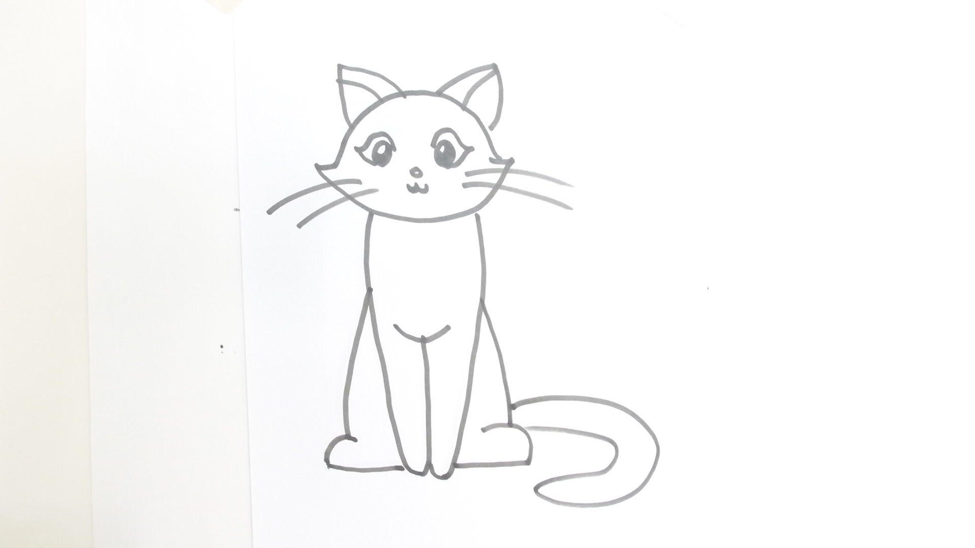 1920x1080 Cartoon Cat Sitting. Cat face drawing, Cartoon cat drawing, Cat drawing tutorial