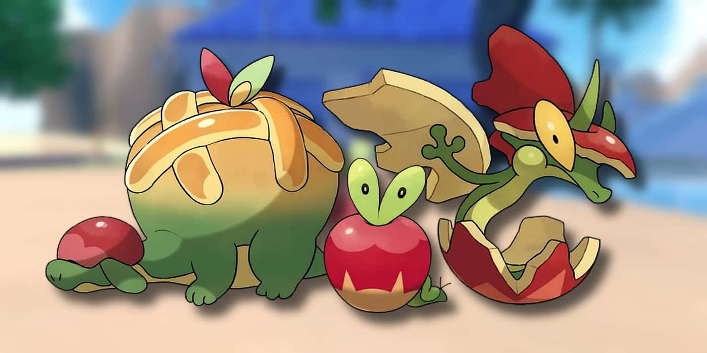 1400x700 Download Applin In Between Appletun And Flapple Wallpaper