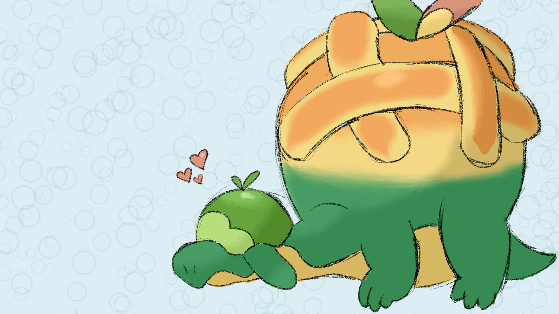 1920x1080 Art An (extremely lazy) official art redraw I did of shiny Appletun that I've decided to use as a background!
