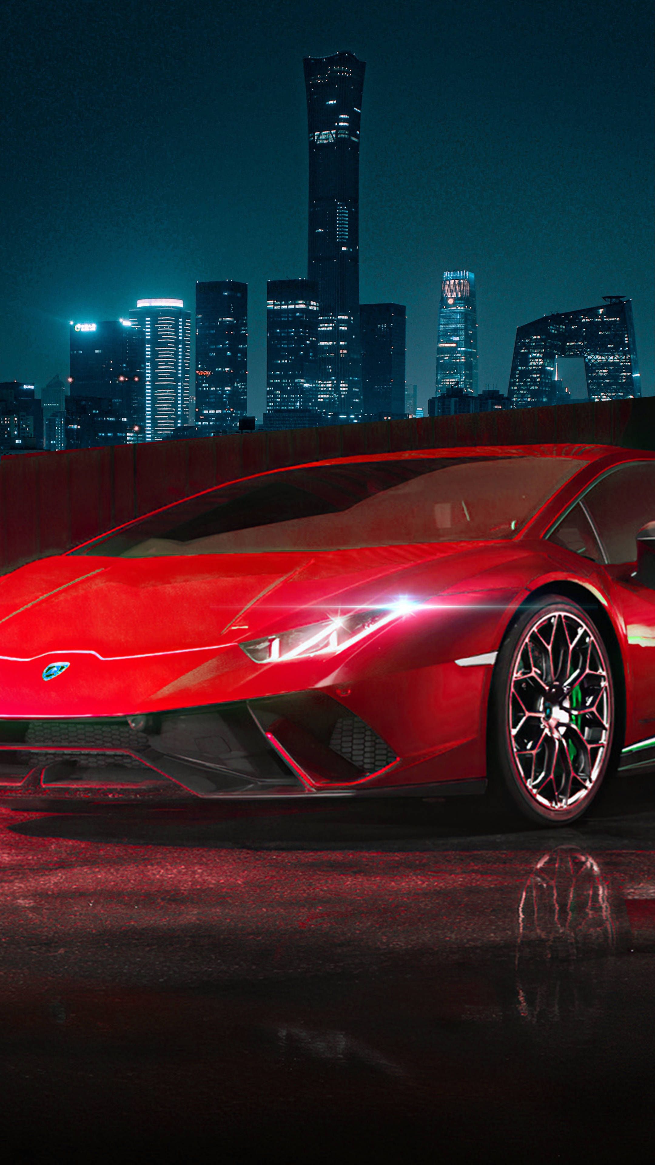 2160x3840 Download Cool Night Time Red 4K Car iPhone Wallpaper