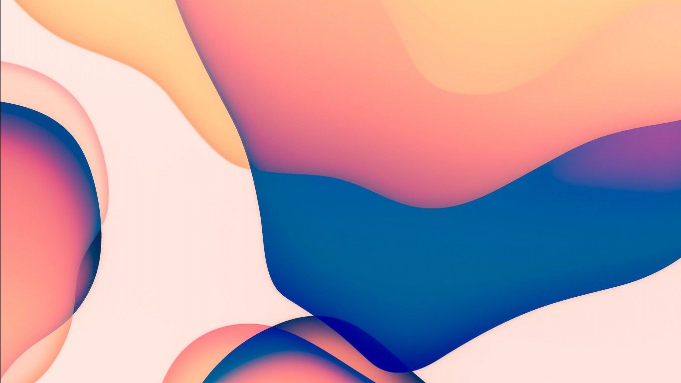 1366x768 Ios 14 WWDC 2020 iPhone 12 iPados Blue With Light Orange Stock 4K HD Abstract Wallpaper