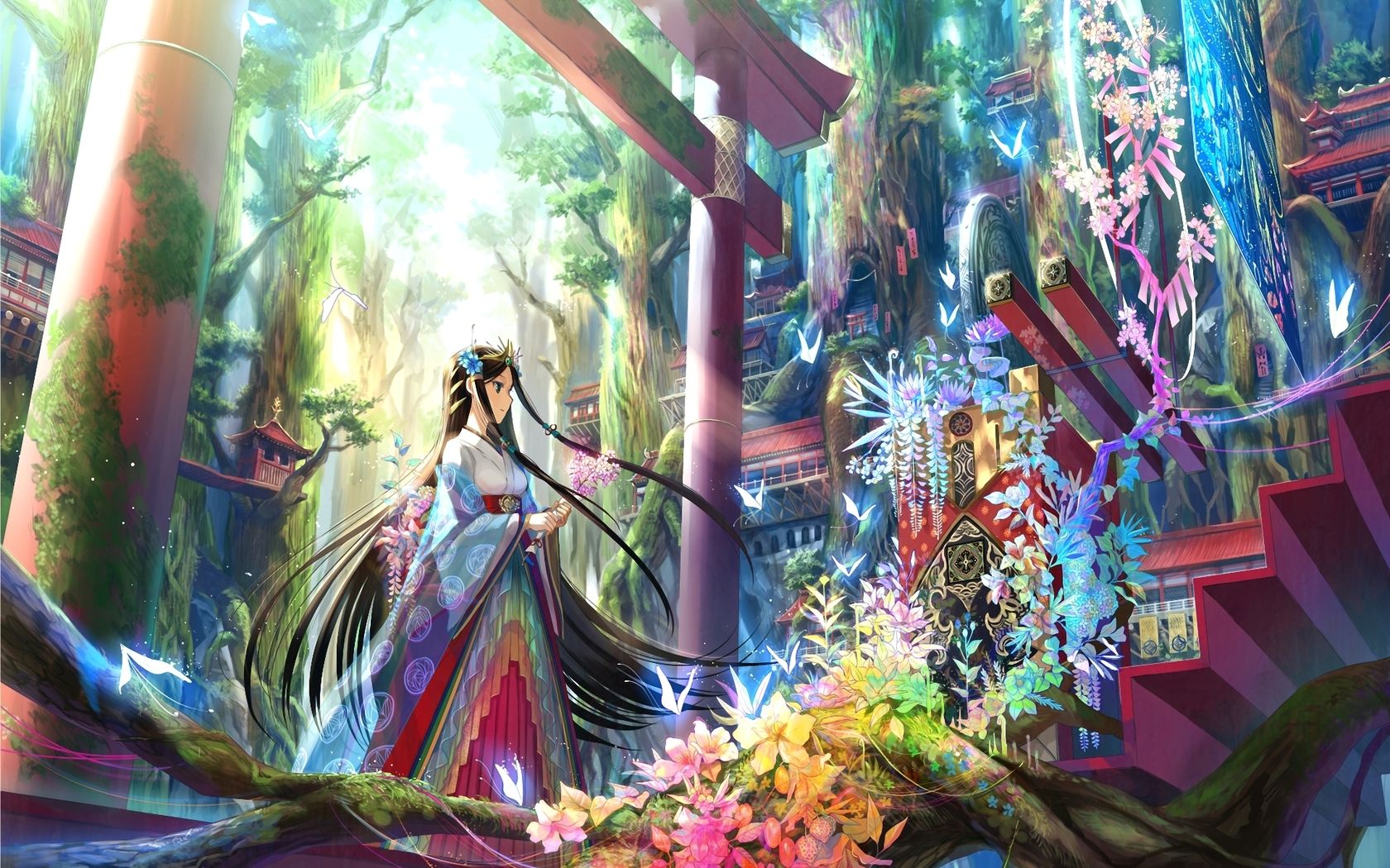 1680x1050 Vivid Colorful Anime Girl Wallpaperx1050
