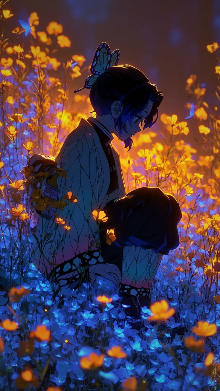 736x1308 Shinobu Kocho in Cinematic Anime Style. Vivid Wallpaper Art