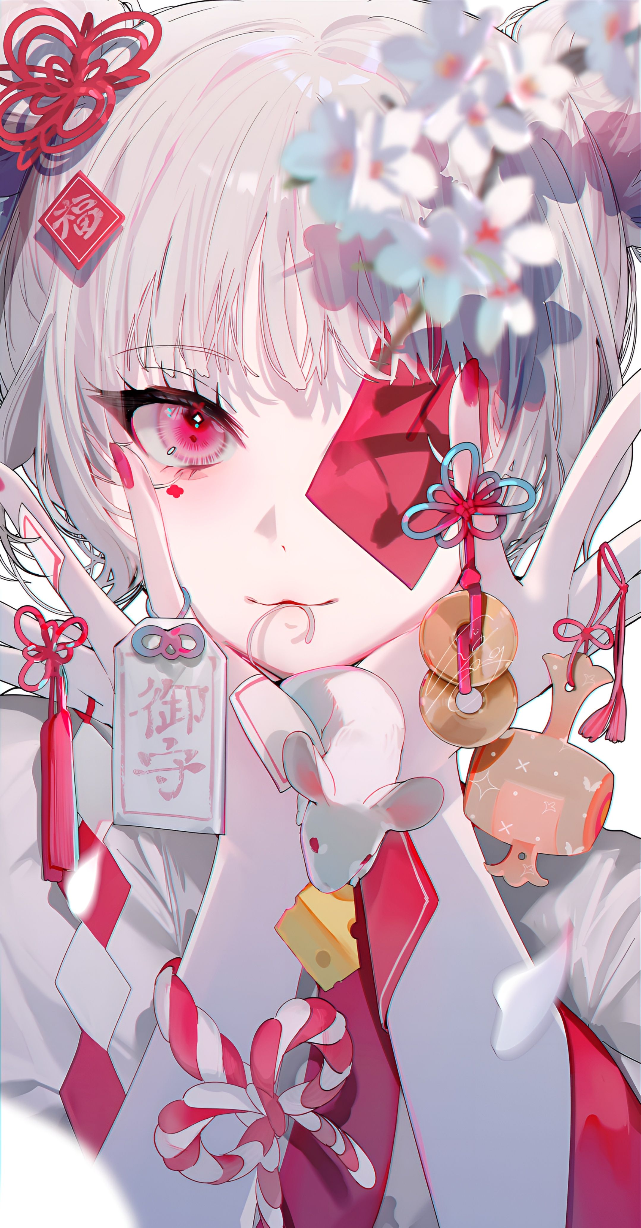 2158x4135 Crimson Charm Anime Girl 4K Wallpaperx4135