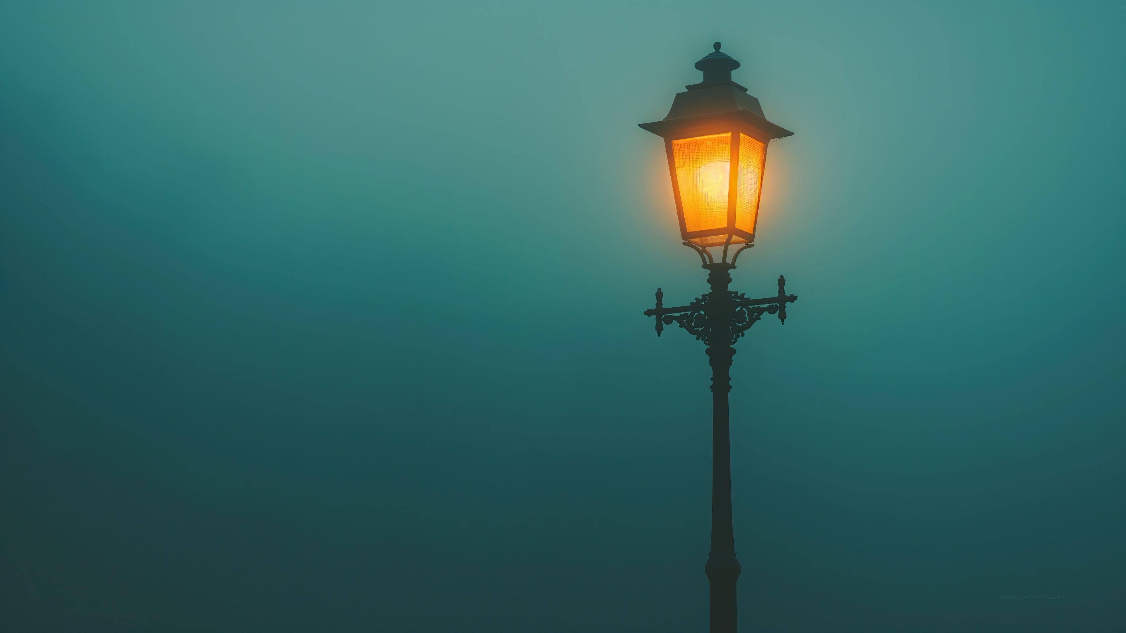 3840x2160 Street lamp in the fog Wallpaper 4K scenery, Hazy darkness