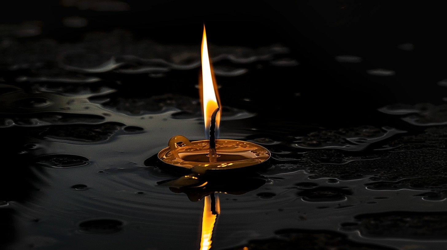 1456x816 Download Diya in Darkness Image, Flame, Water