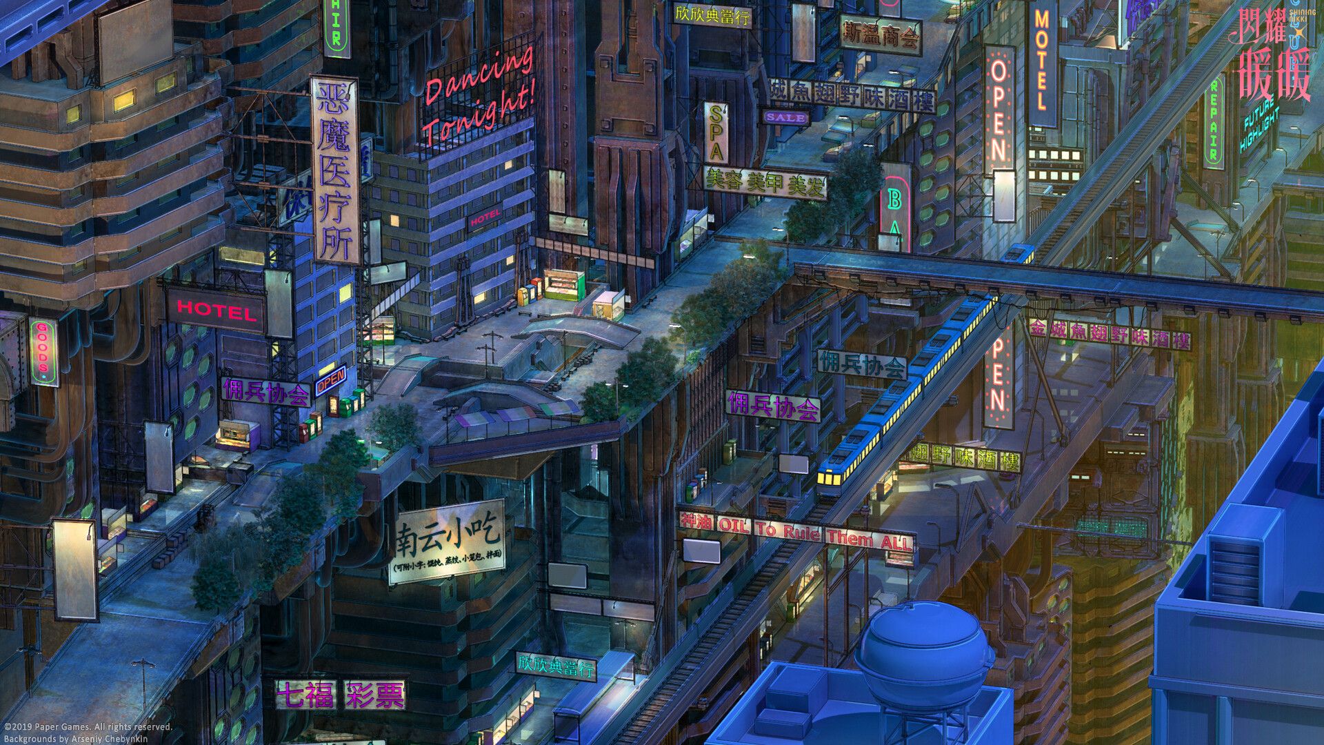 1920x1080 Arseniy Chebynkin Mechanical city. Abyss