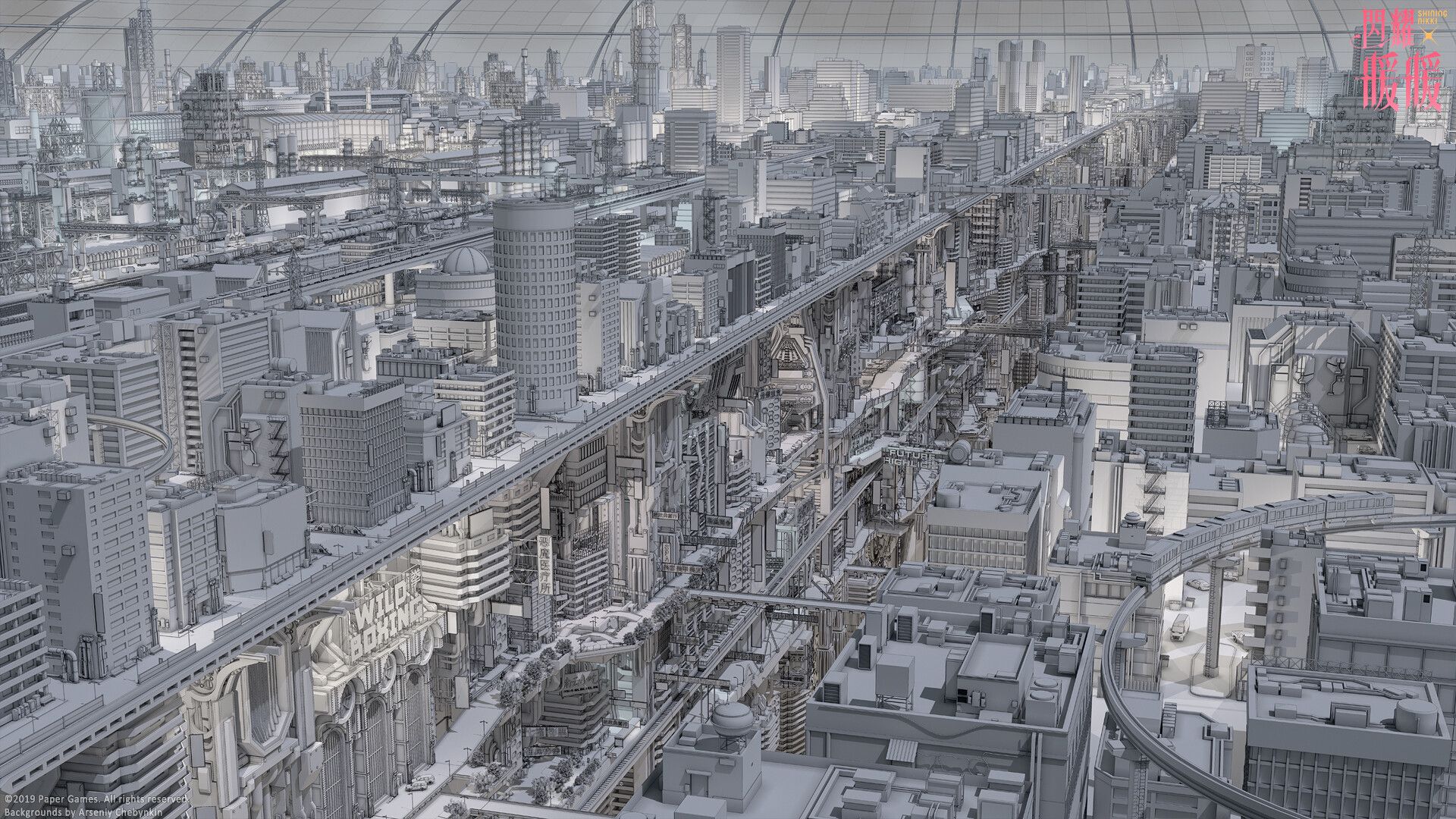 1920x1080 Arseniy Chebynkin Mechanical city. Abyss