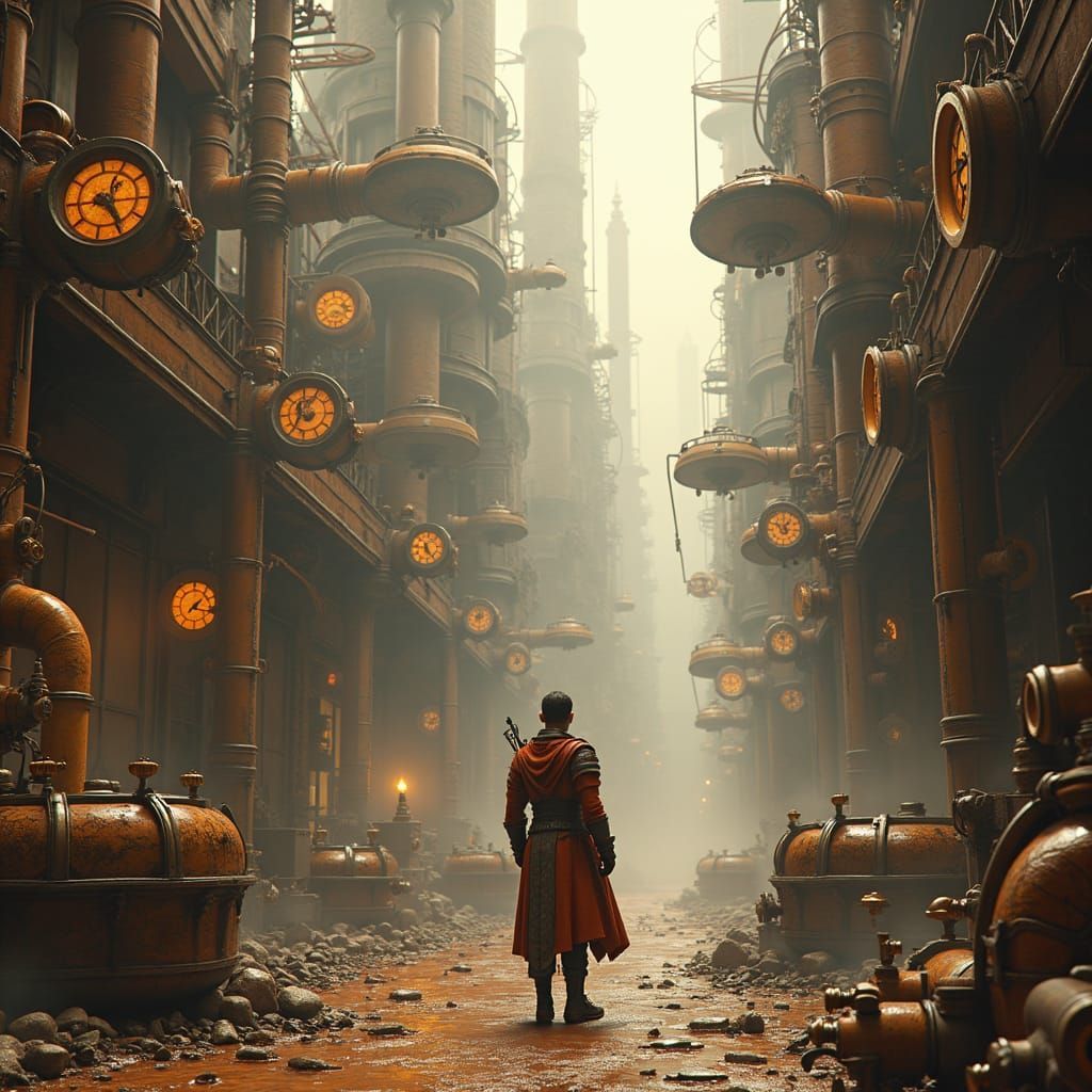 1024x1024 Steampunk Character in Carmine and Gold Metropolis