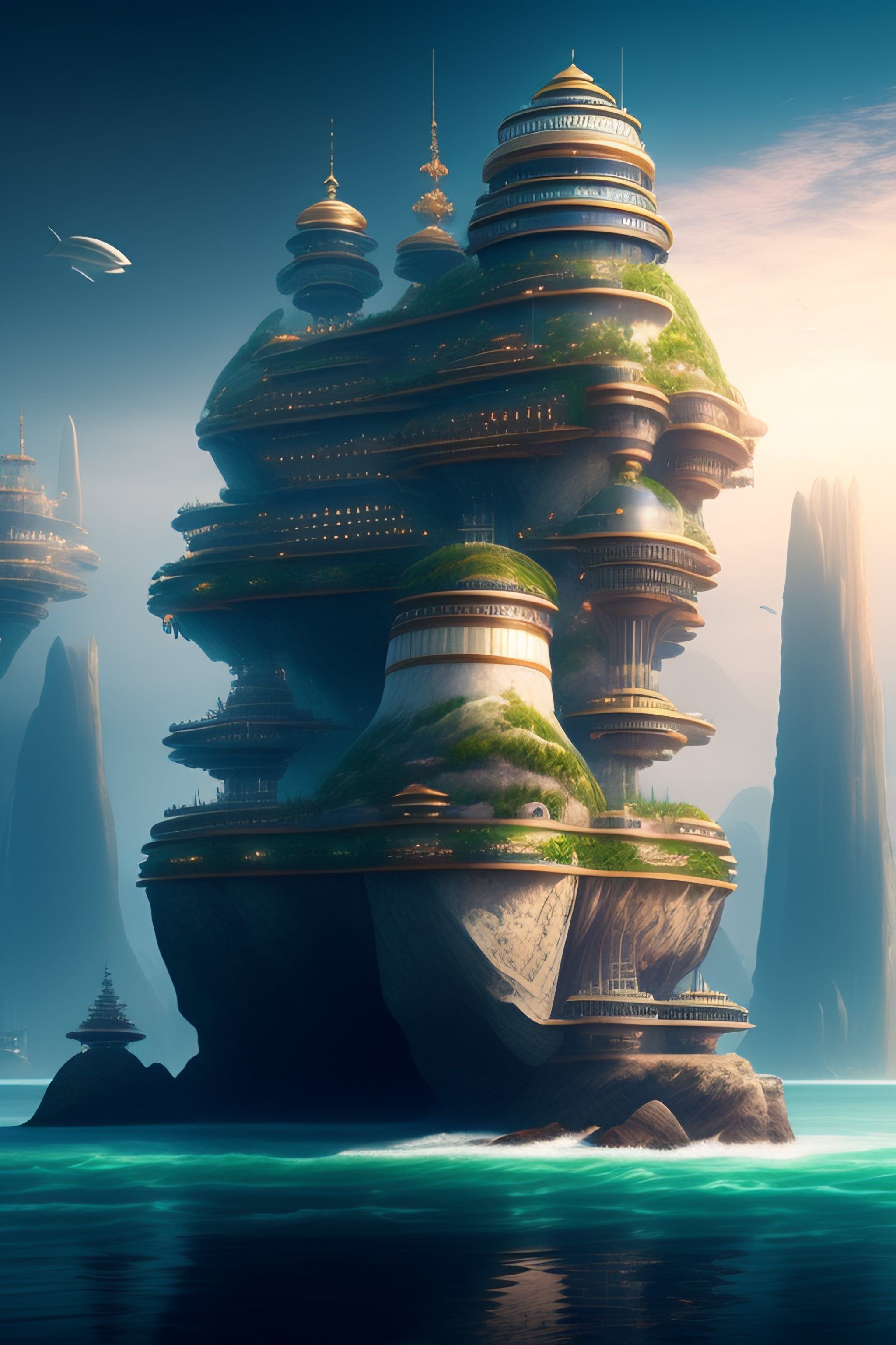 2048x3072 Lexica realistic mechanical style fantasy city on
