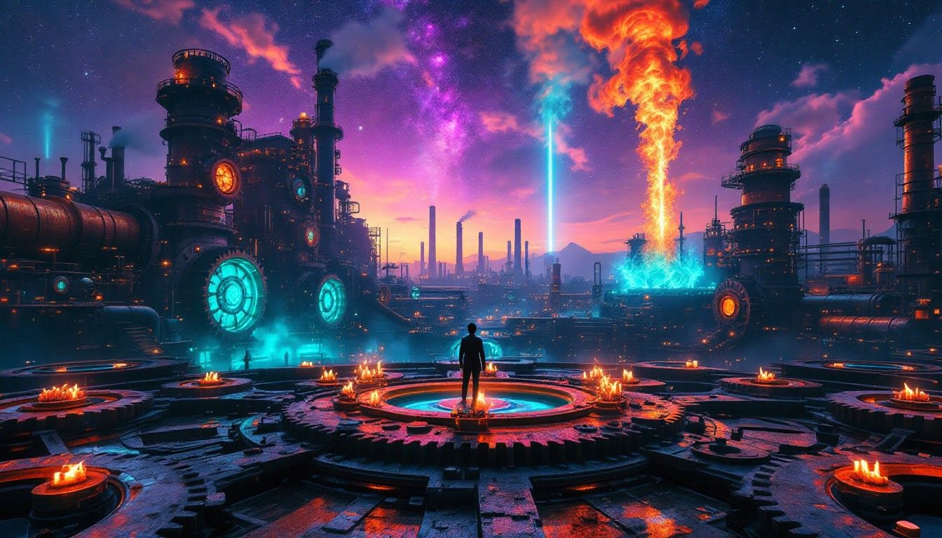 1344x768 Download Mechanical Dreams Unfold Image, Mechanical, Surreal