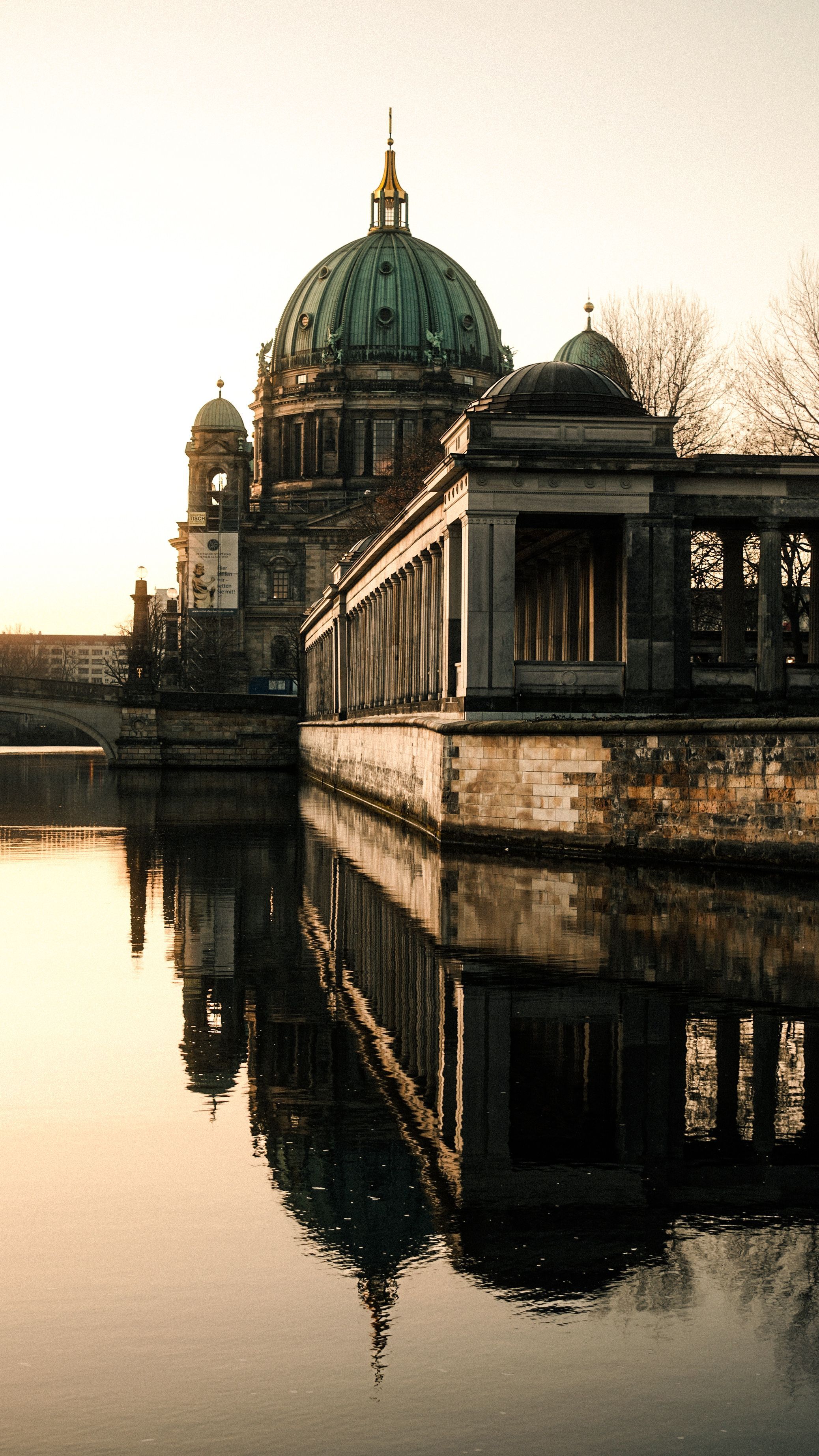 2076x3692 Berlin Cathedral Reflection at Sunset · Free