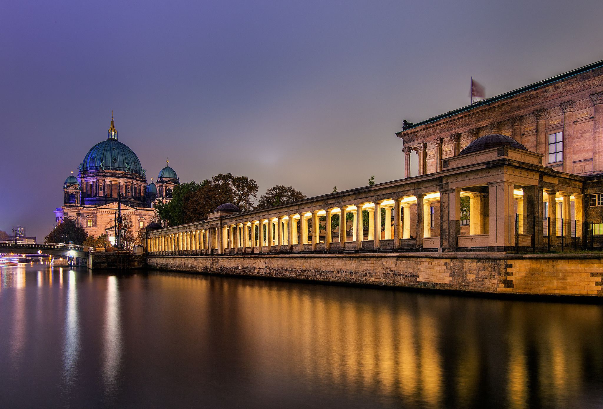 2048x1390 night, Germany, Berlin, Cathedral, Museum, Island, Buildings, Rivers, Reflection Wallpaper HD / Desktop and Mobile Background