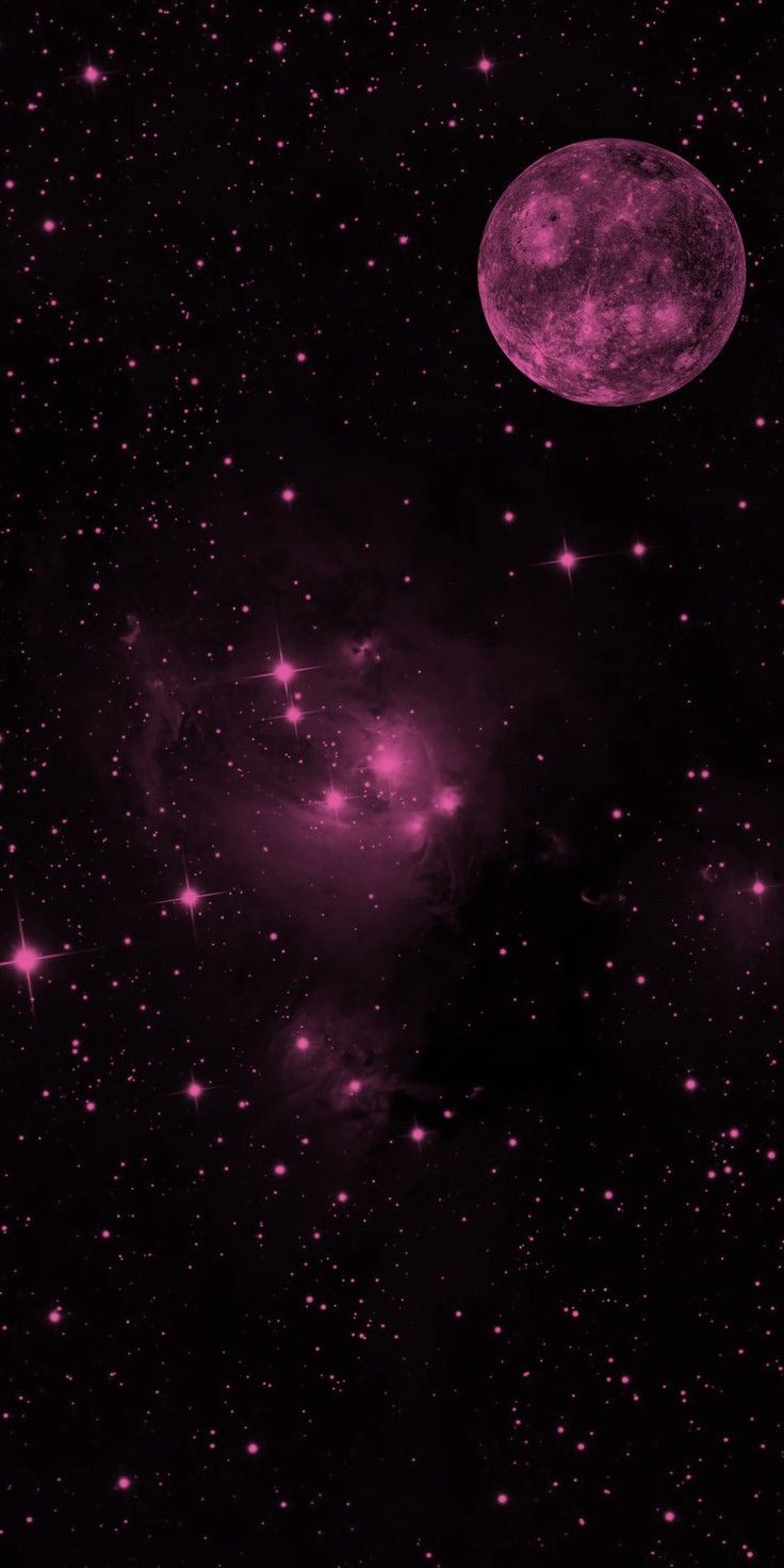 736x1472 Purple Night Sky Wallpaper. Astronomy background inspiration, Pink moon in starry night sky, Pink space aesthetic