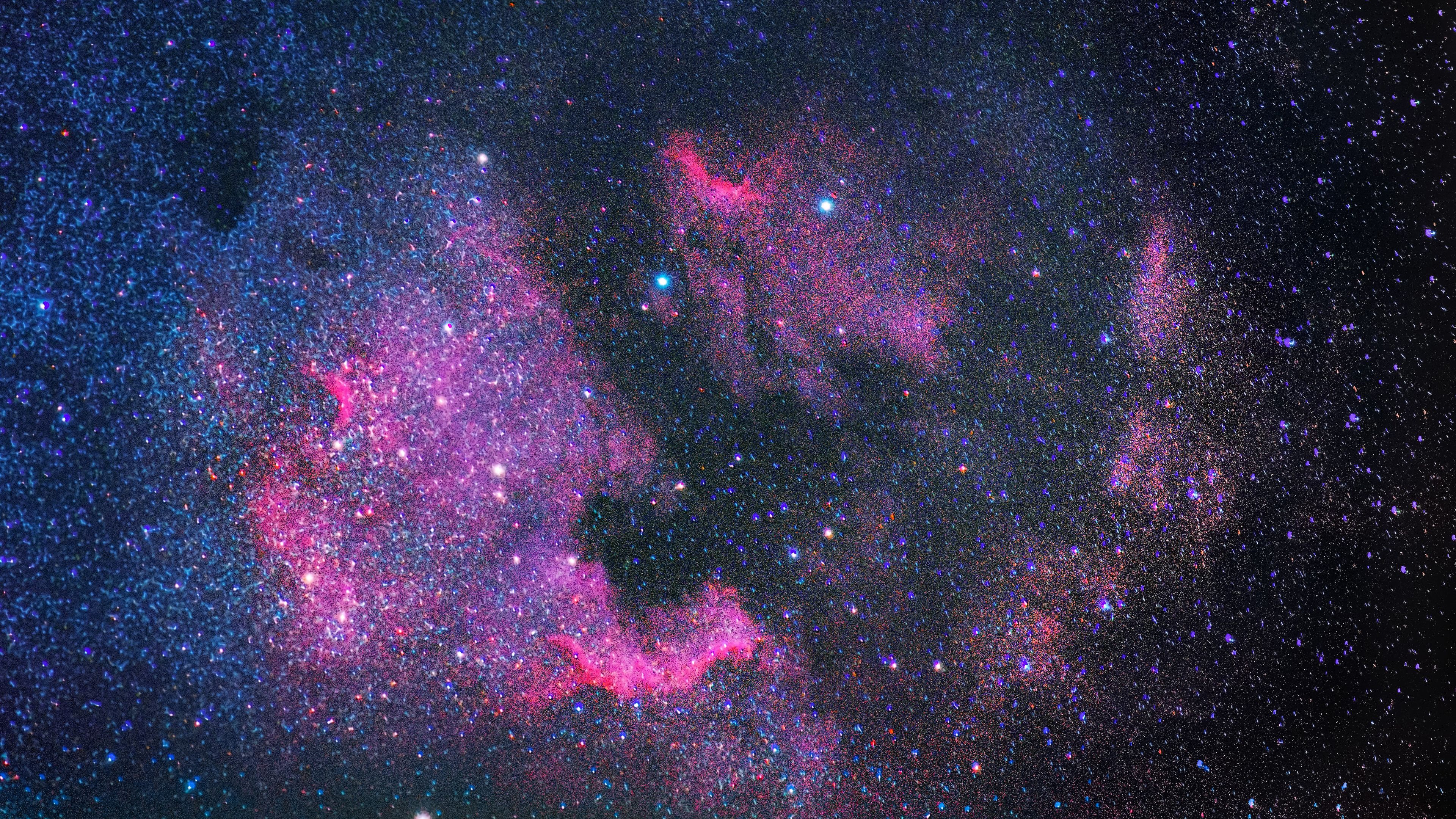 3840x2160 Light Pink Blue Glare Stars Space Sky Background 4K HD Space Wallpaper