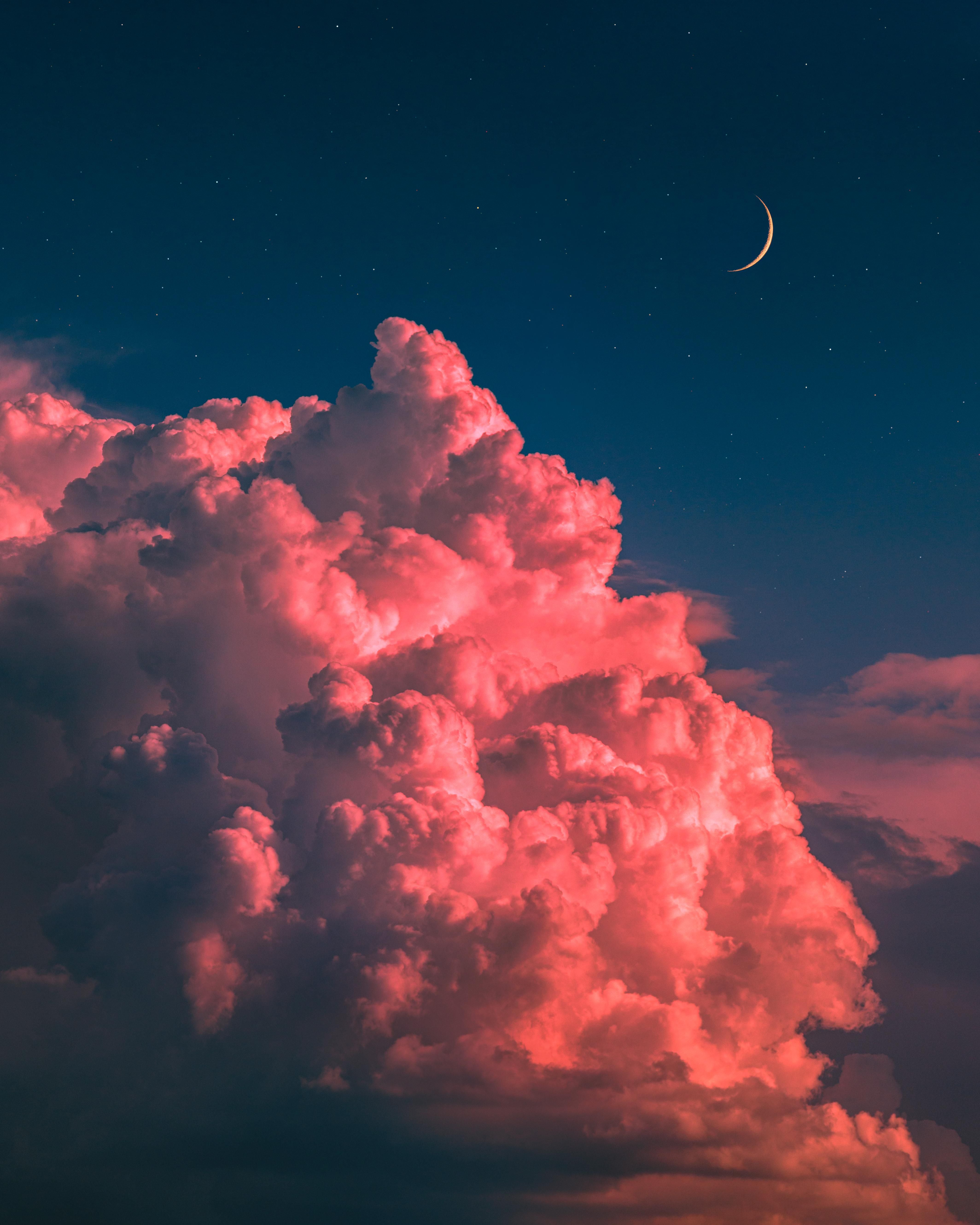 4256x5320 Composite of the Moon with pink clouds