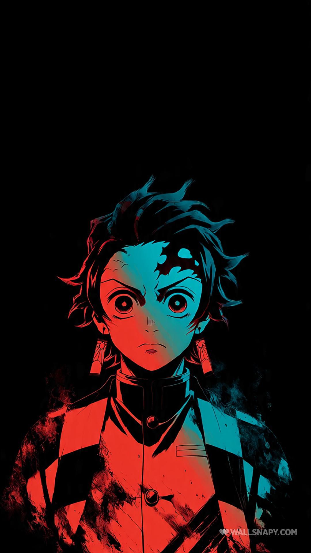 1080x1920 Tanjiro dark anime amoled wallpaper