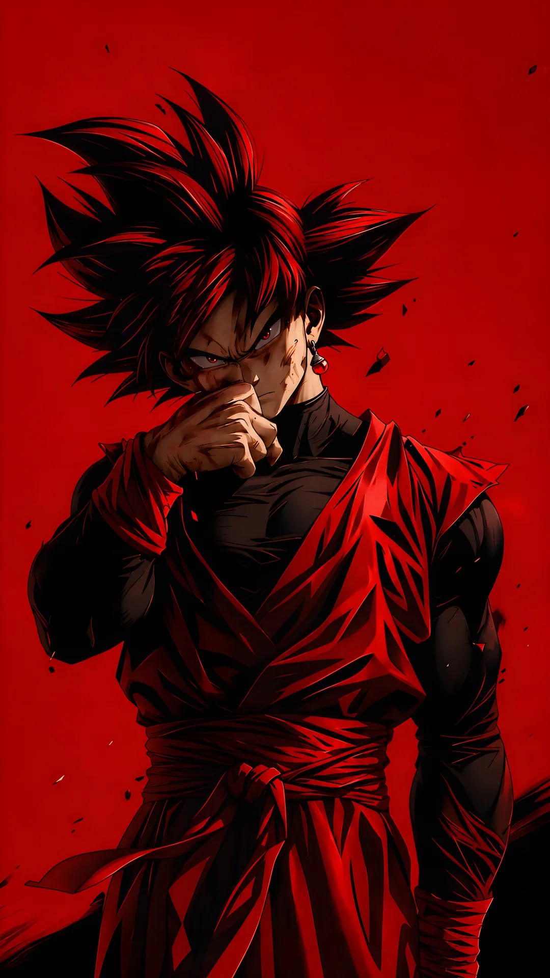 1080x1920 Dark Red Anime Warrior 4K Wallpaper