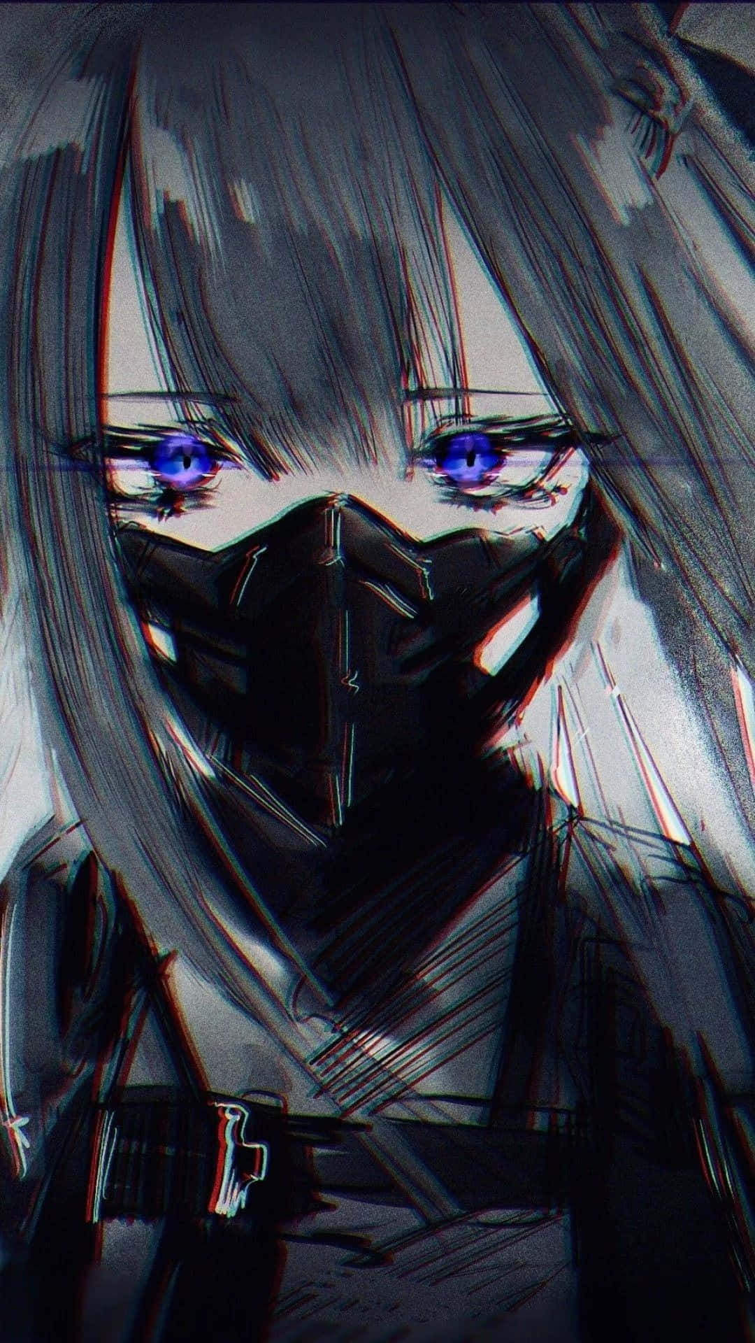 1080x1920 Download Sad Depressing Anime Girl Black Mask Wallpaper