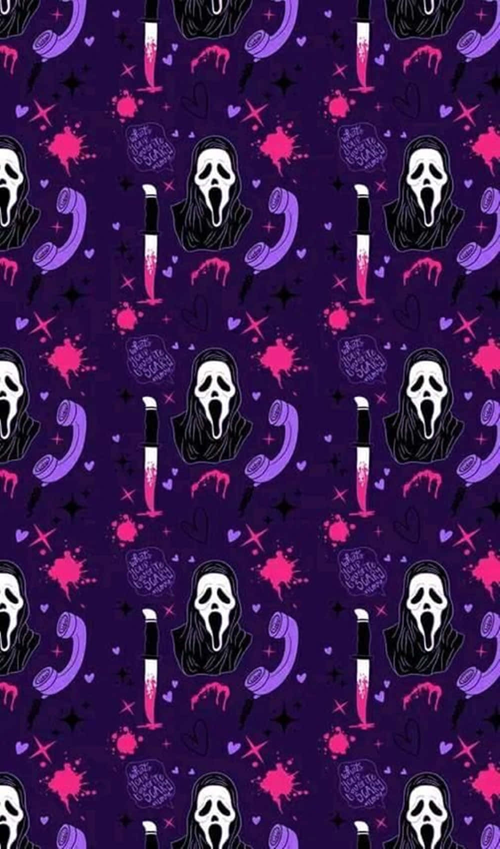 1000x1696 Download Ghostface With A Bloody Knife Purple Halloween Wallpaper