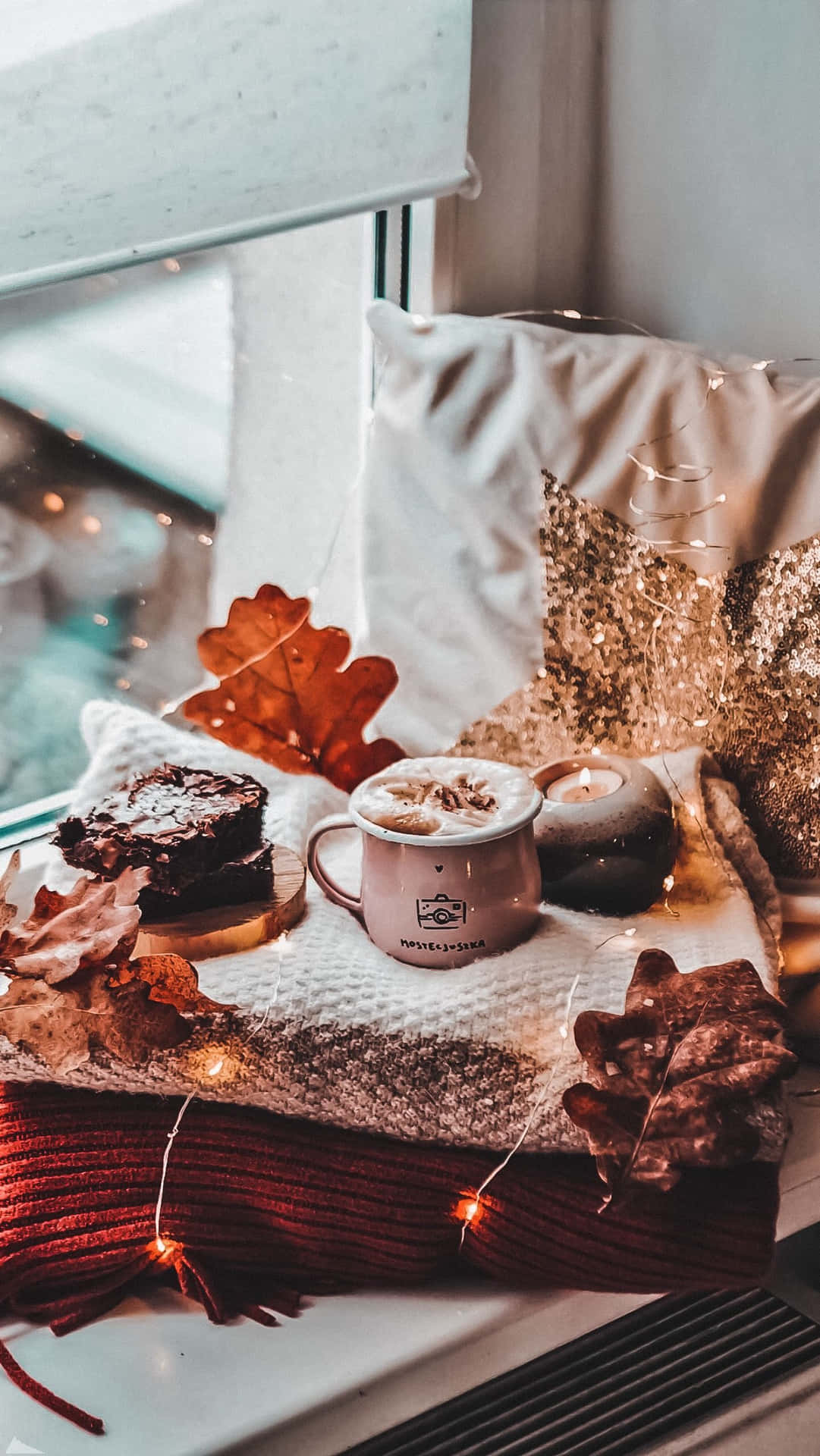 1081x1920 Coffee Shop Autumn Wallpaper