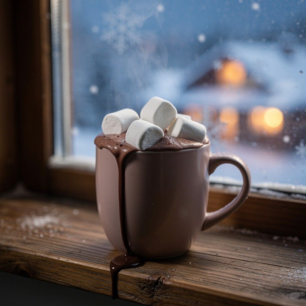 1024x1024 Download Cozy Winter Evening Image, Marshmallows, Winter