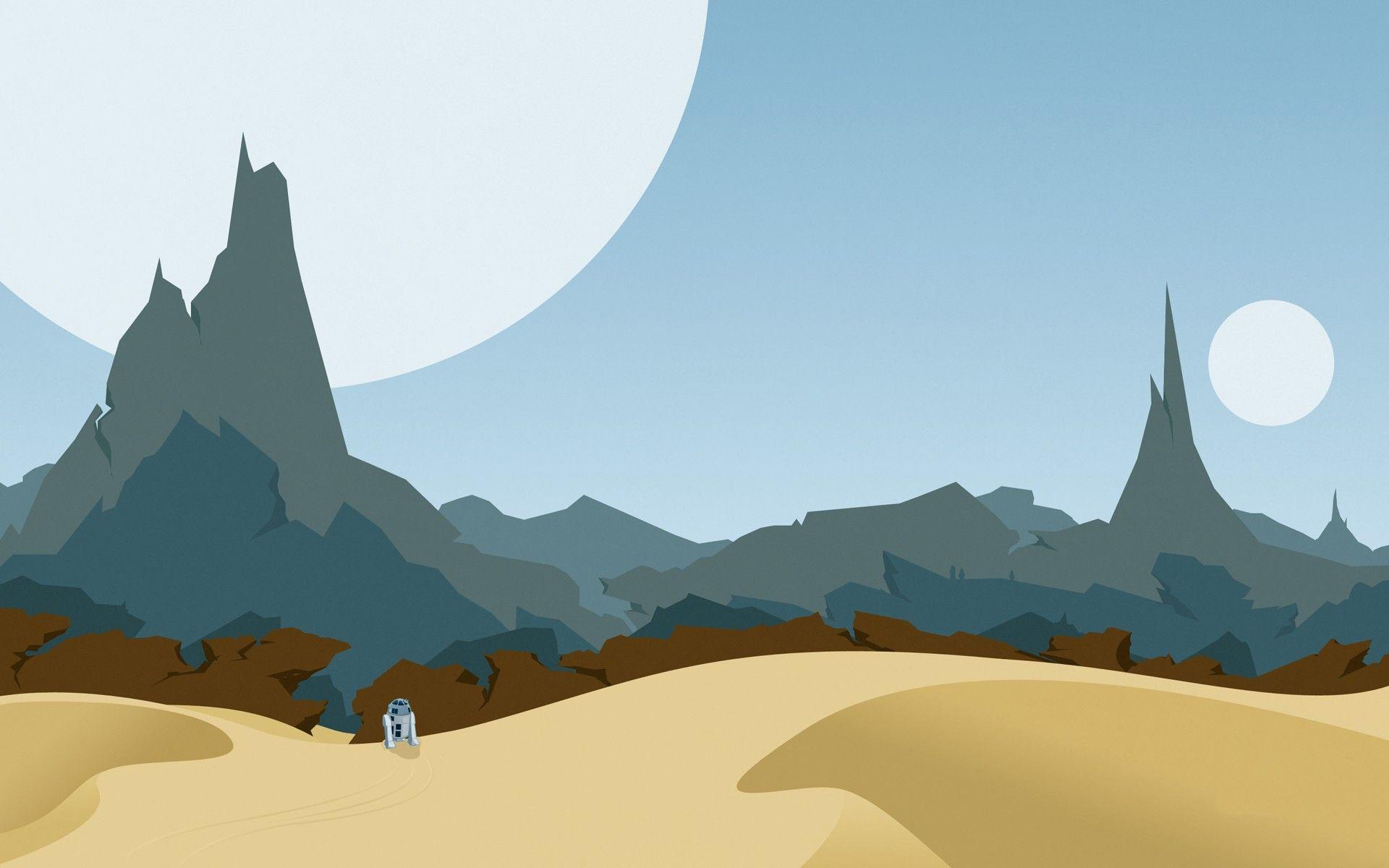 1920x1200 #Star Wars, #nature, #R2 D #minimalism, #cartoon, Wallpaper. Mocah HD Wallpaper