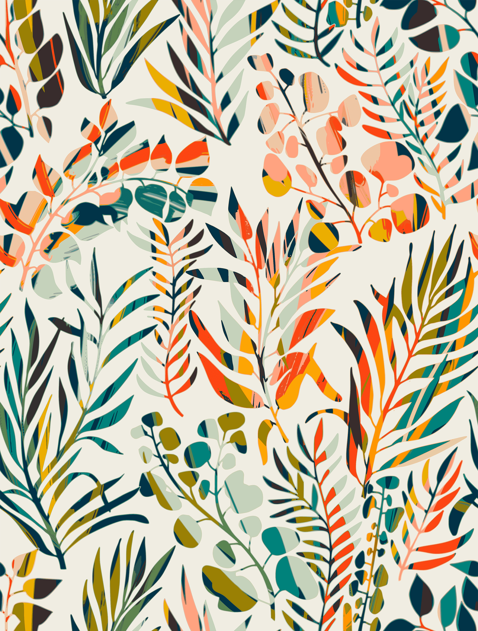 1551x2048 Colorful Leaves Peel and Stick Wallpaper, Jungle, Leaves