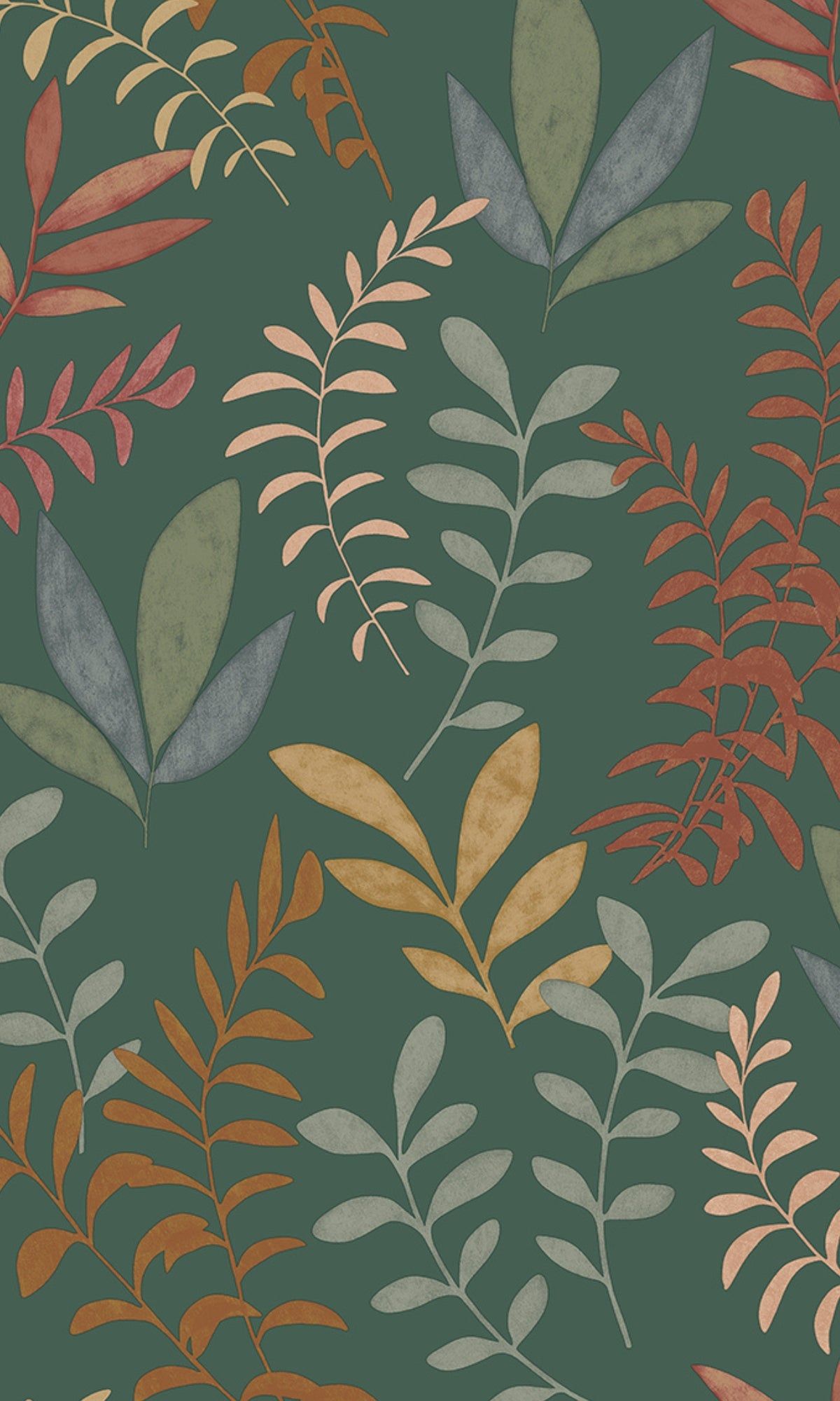 1200x2000 Forest Green Minimalist Leaves Modern Wallpaper R9192
