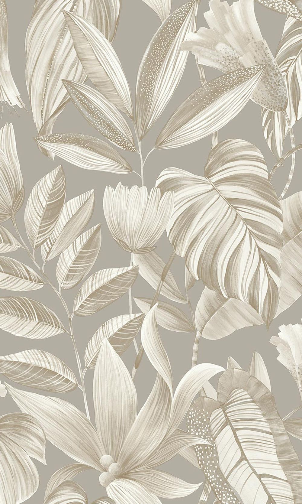 1000x1667 Grey Tropical Jungle Leaves Wallpaper R9258