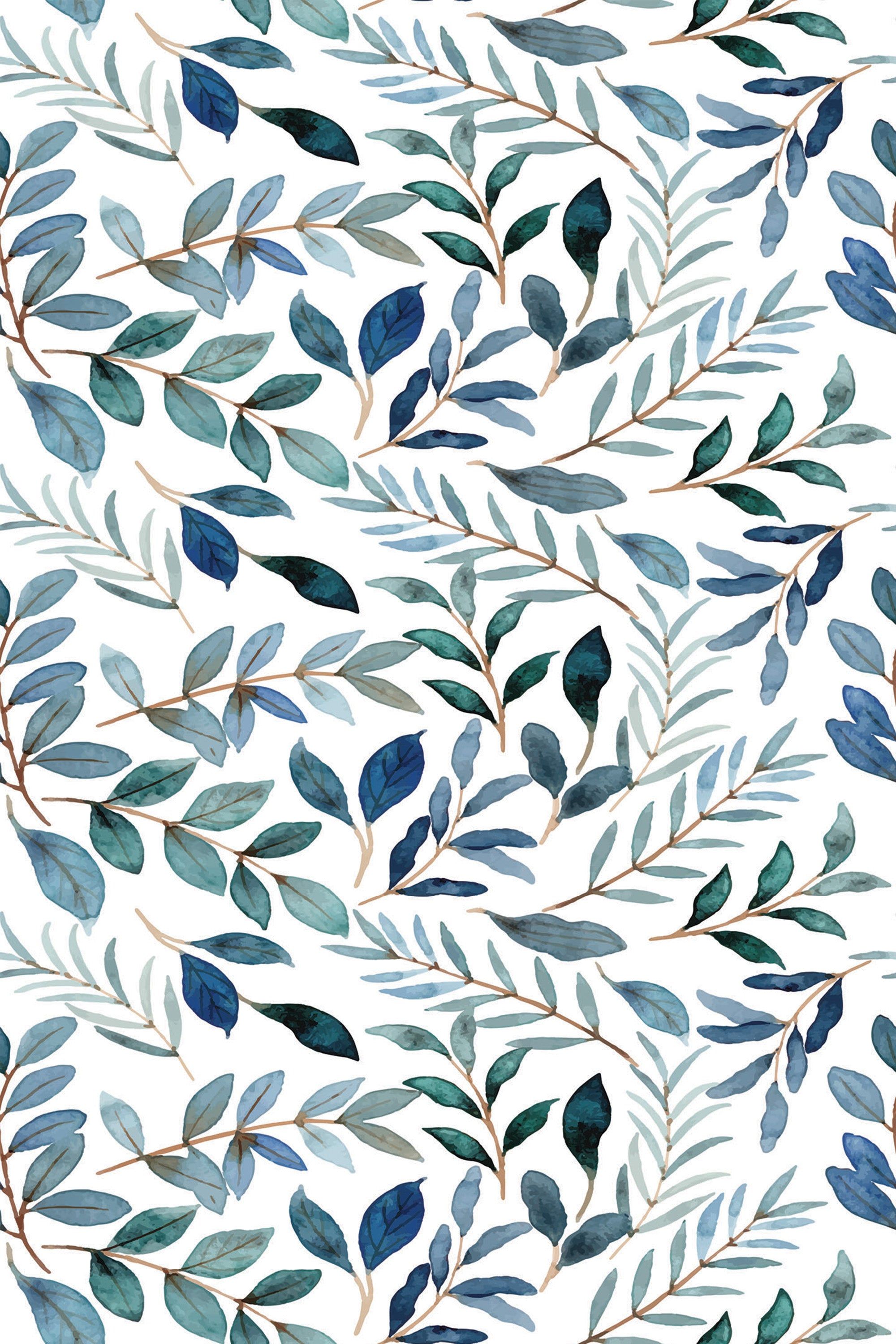 2000x3000 Blue watercolor Leaf Peel and Stick Removable Wallpaper