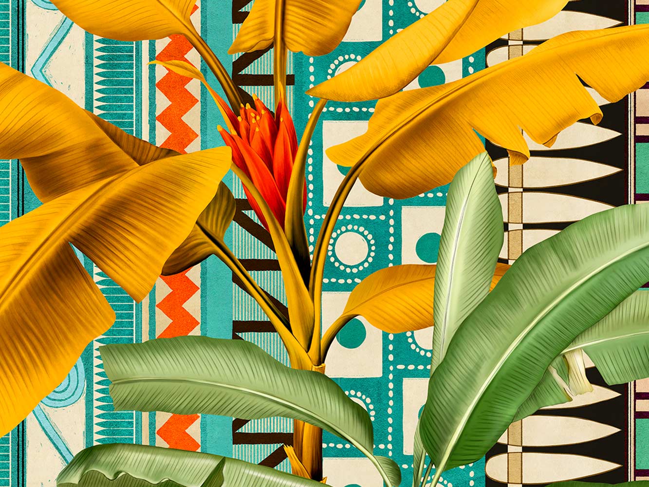 1333x1000 Tribal Leaf Made Wall Coverings
