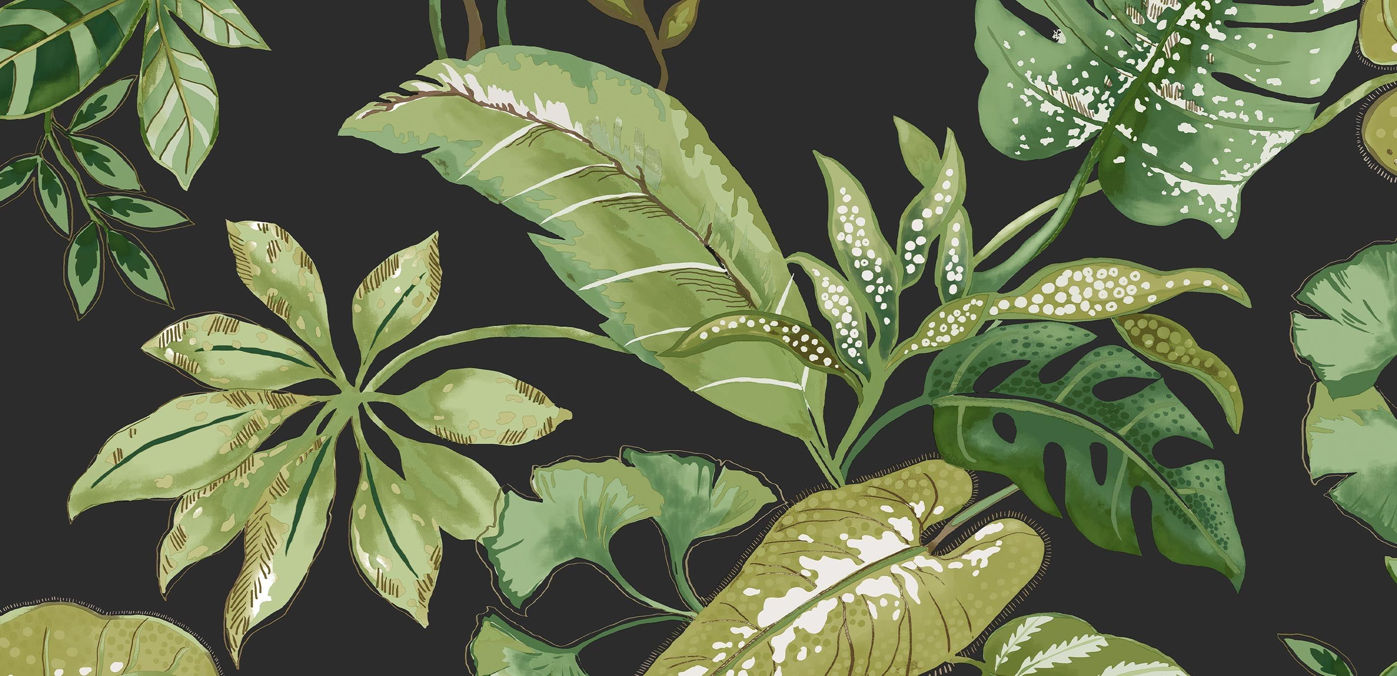 2850x1380 Greenhouse Floral Tropical Leaf Wallpaper for Home
