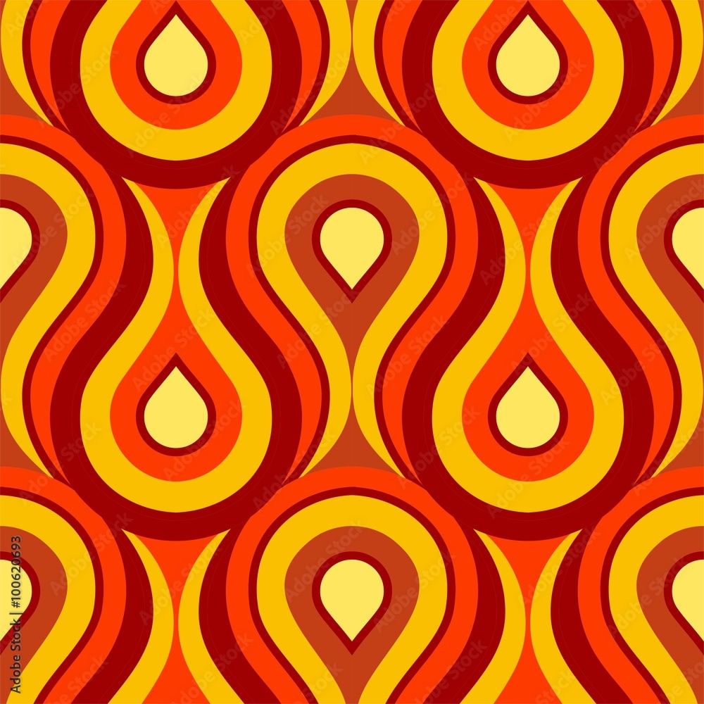1000x1000 Pattern fire wallpaper burning ornament yellow orange flower squiggles wavy natural waves Kullisse texture background seamless lines magical Feuer Tapete brennend Stock Vector