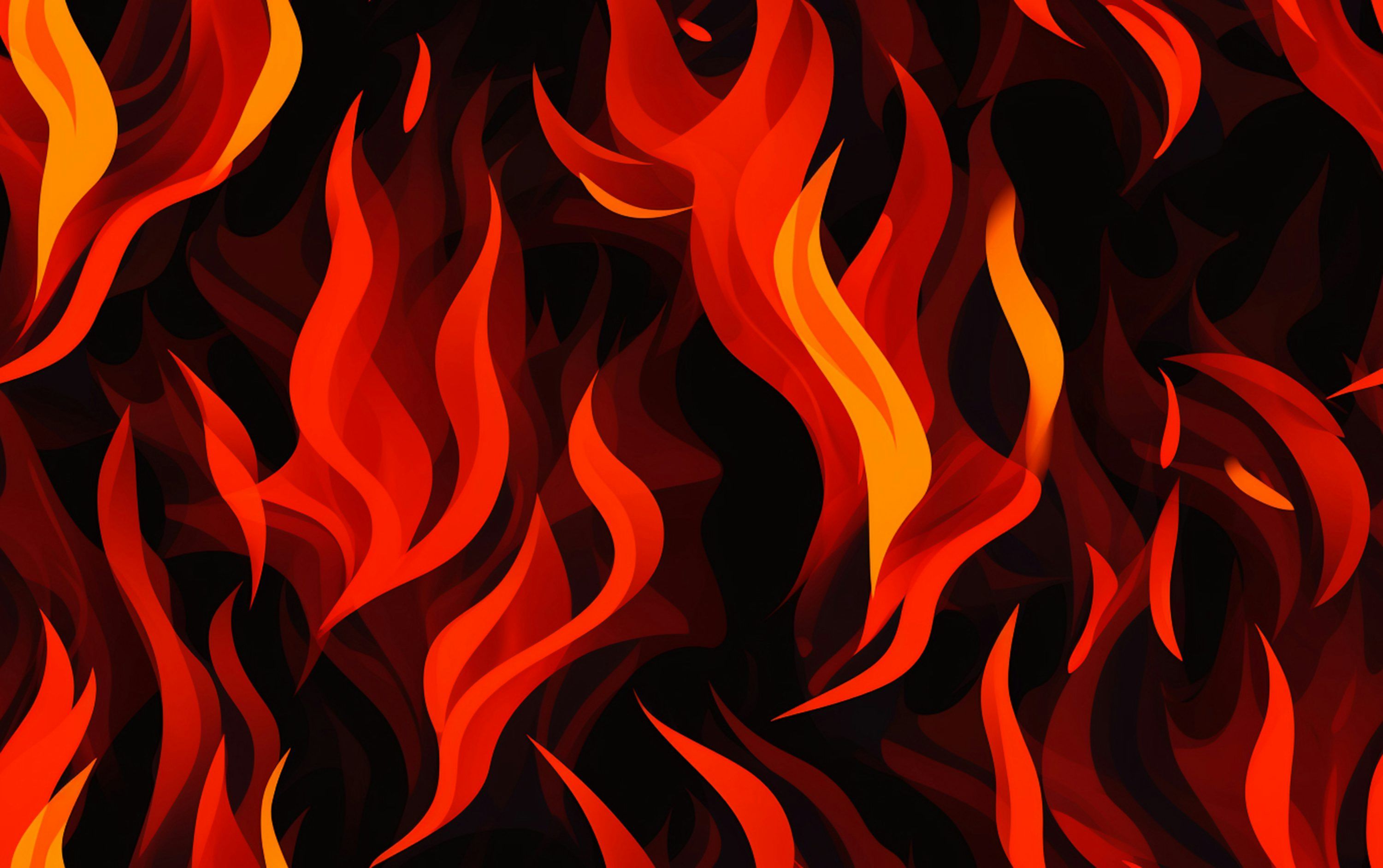 3000x1884 A red and yellow fire pattern on a black background