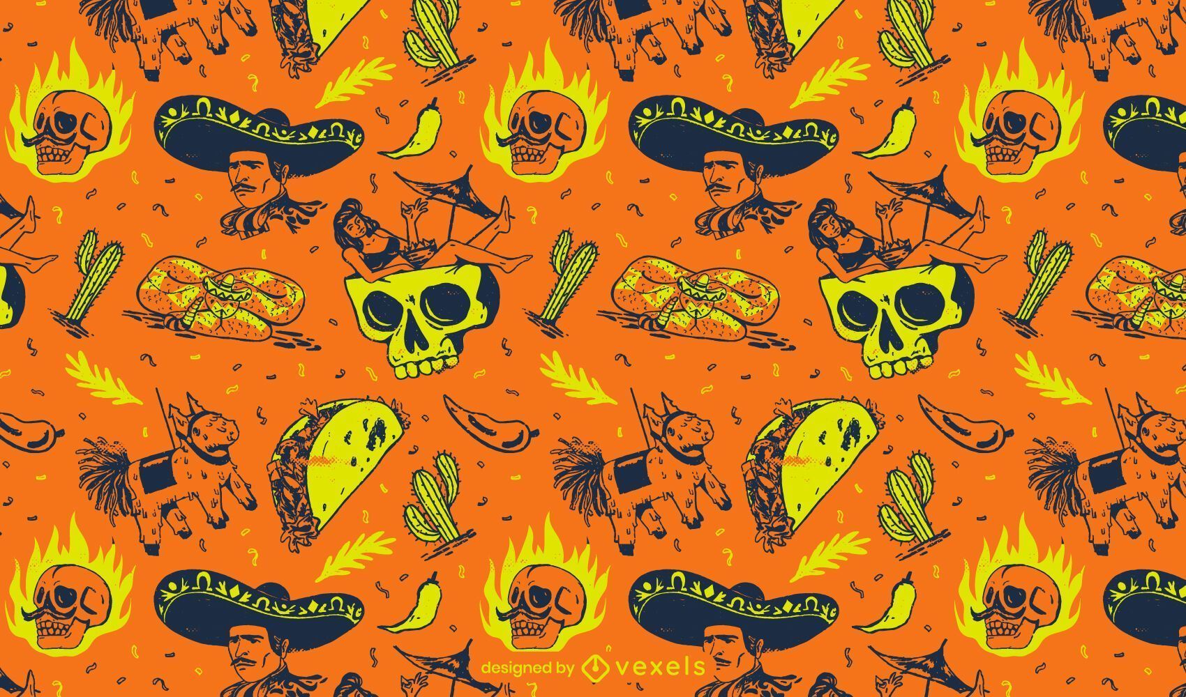 1700x1000 Cinco De Mayo Fire Pattern Design Vector Download
