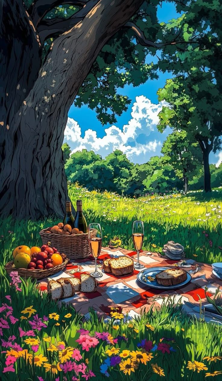 736x1259 Anime picnic aesthetic. Picnic drawing aesthetic, Picnic illustration aesthetic, Wallpaper