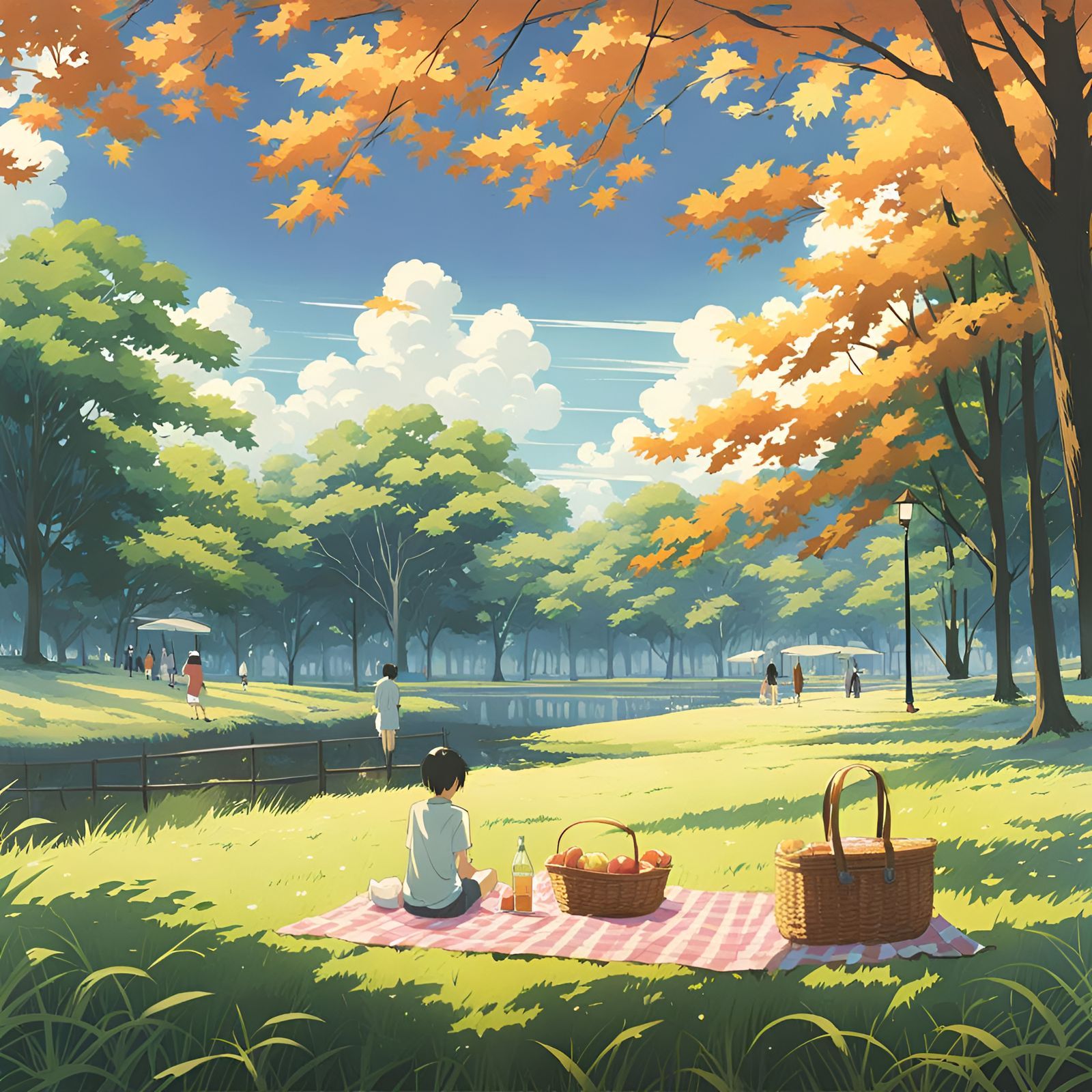 1600x1600 Tranquil Picnic Scene in Anime Style
