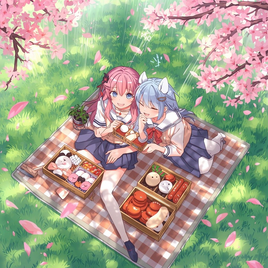 1120x1120 Download Poolside Anime Picnic Image, Summer, Poolside